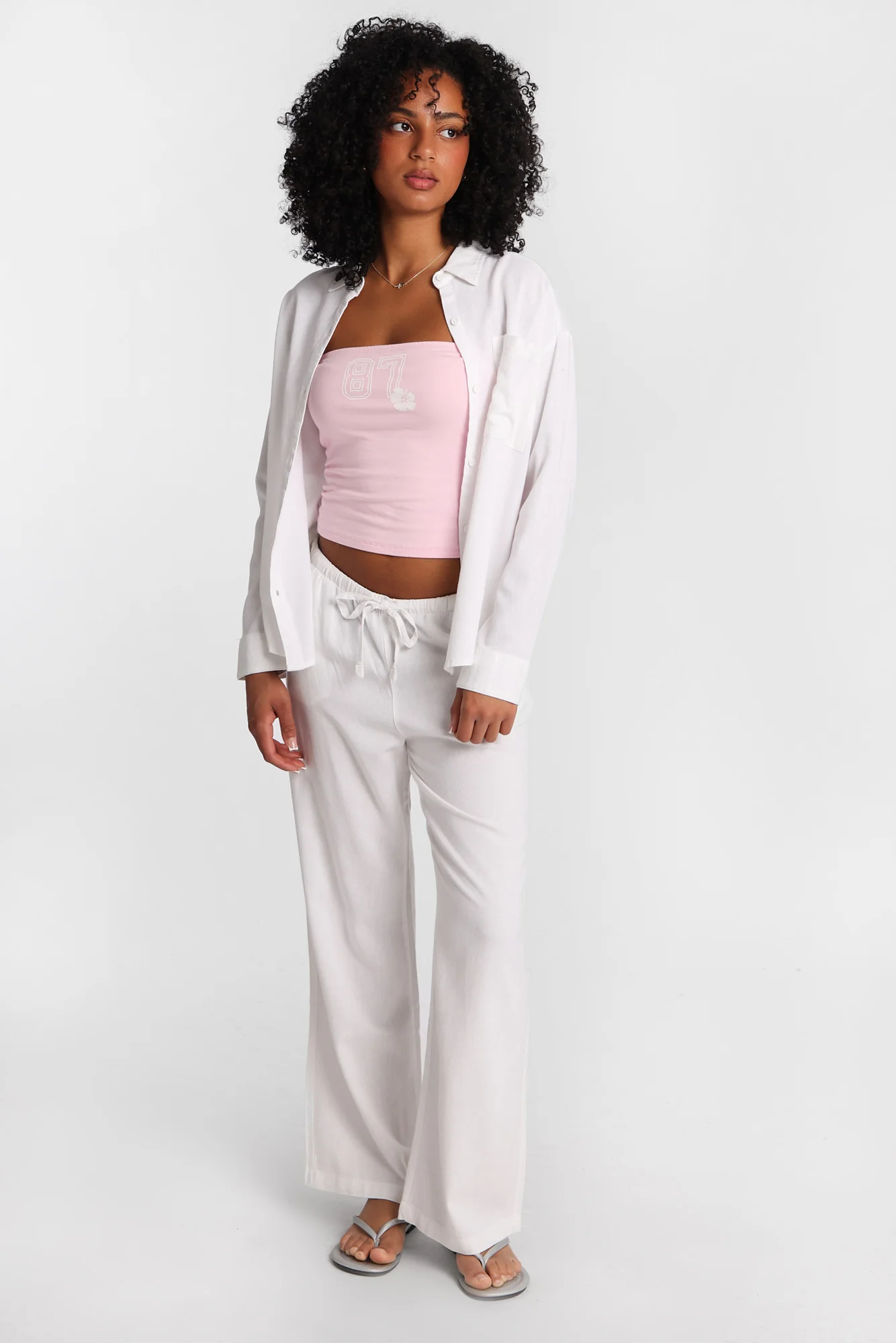 Linen-Blend Oversized Button-Up Shirt - Image 4