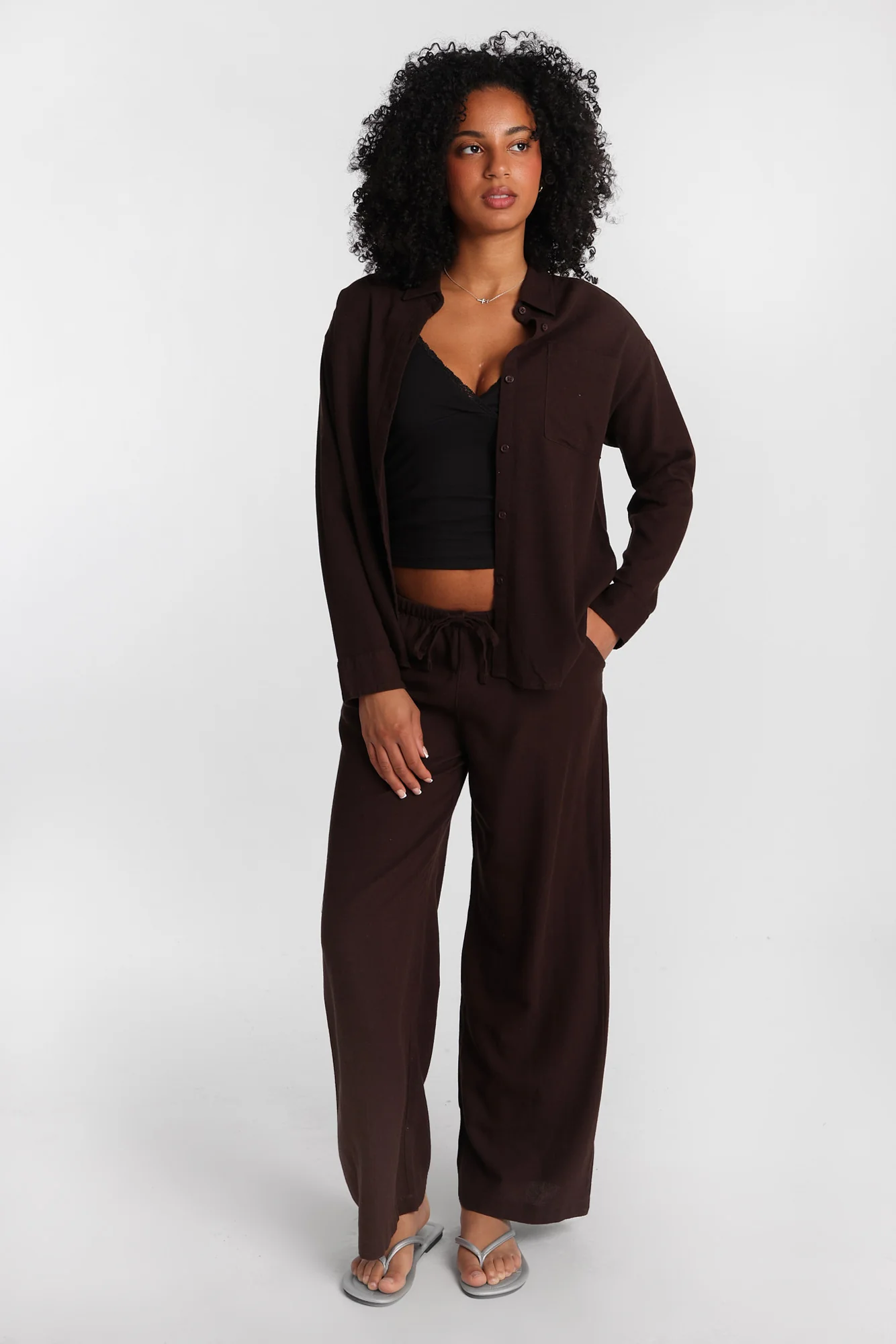 Linen-Blend Oversized Button-Up Shirt - Image 8