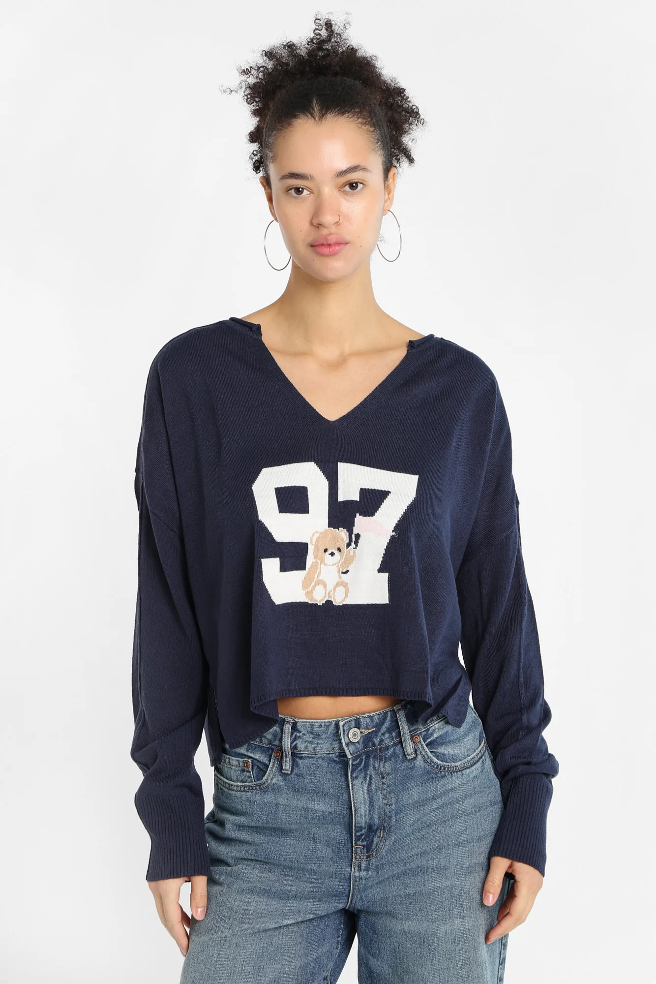 Graphic Notch Neck Sweater - Image 10