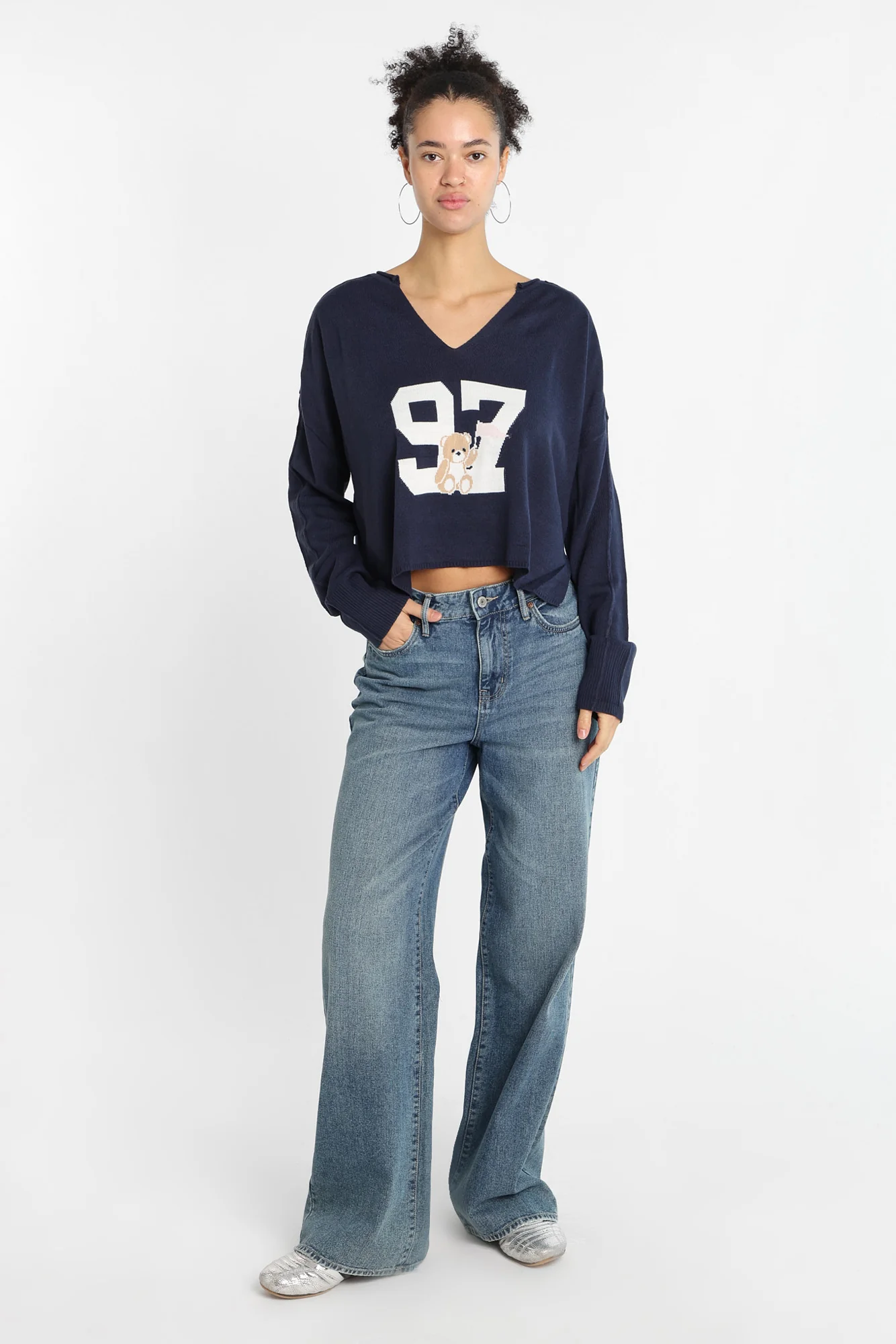 Graphic Notch Neck Sweater - Image 13