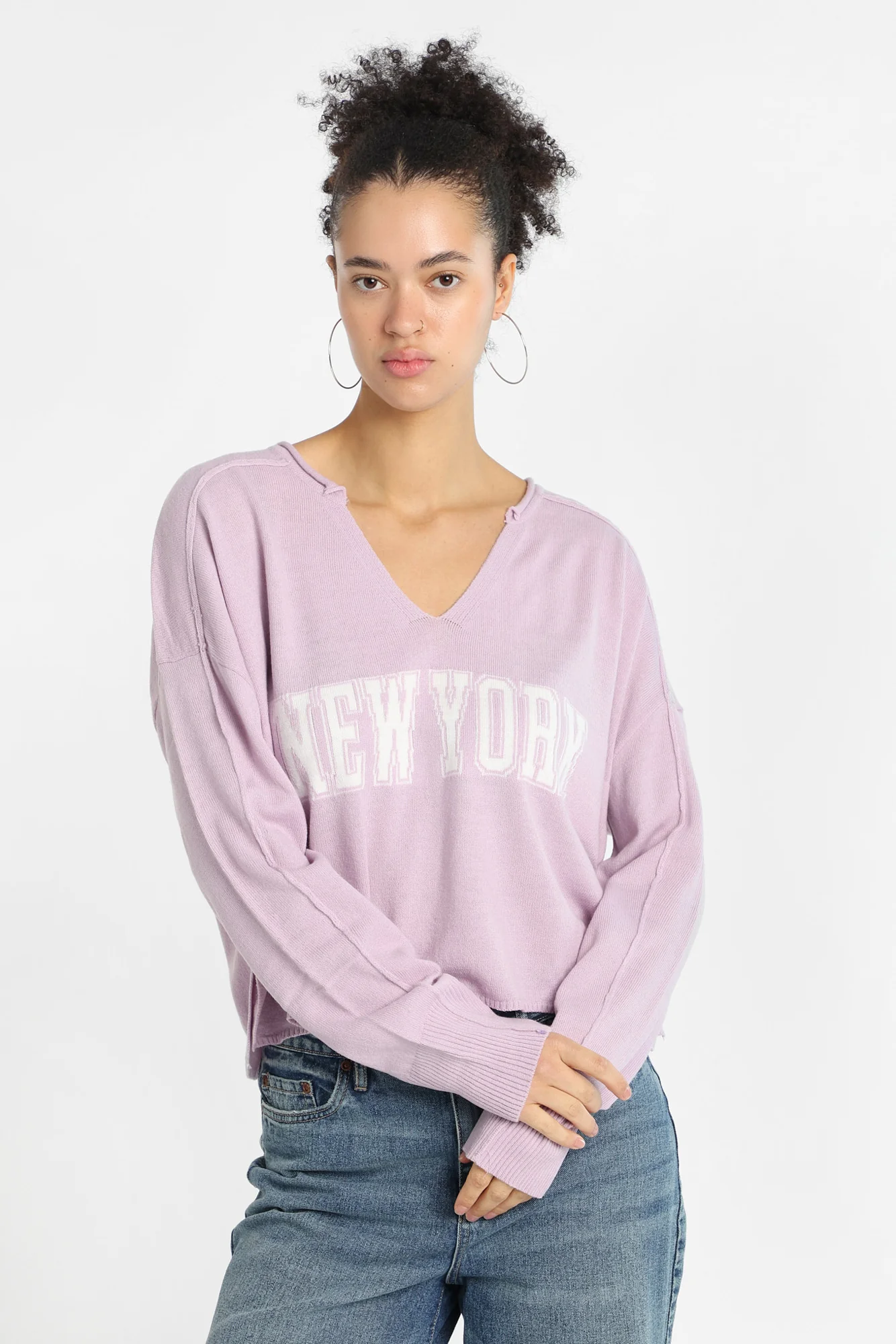 Graphic Notch Neck Sweater - Image 14