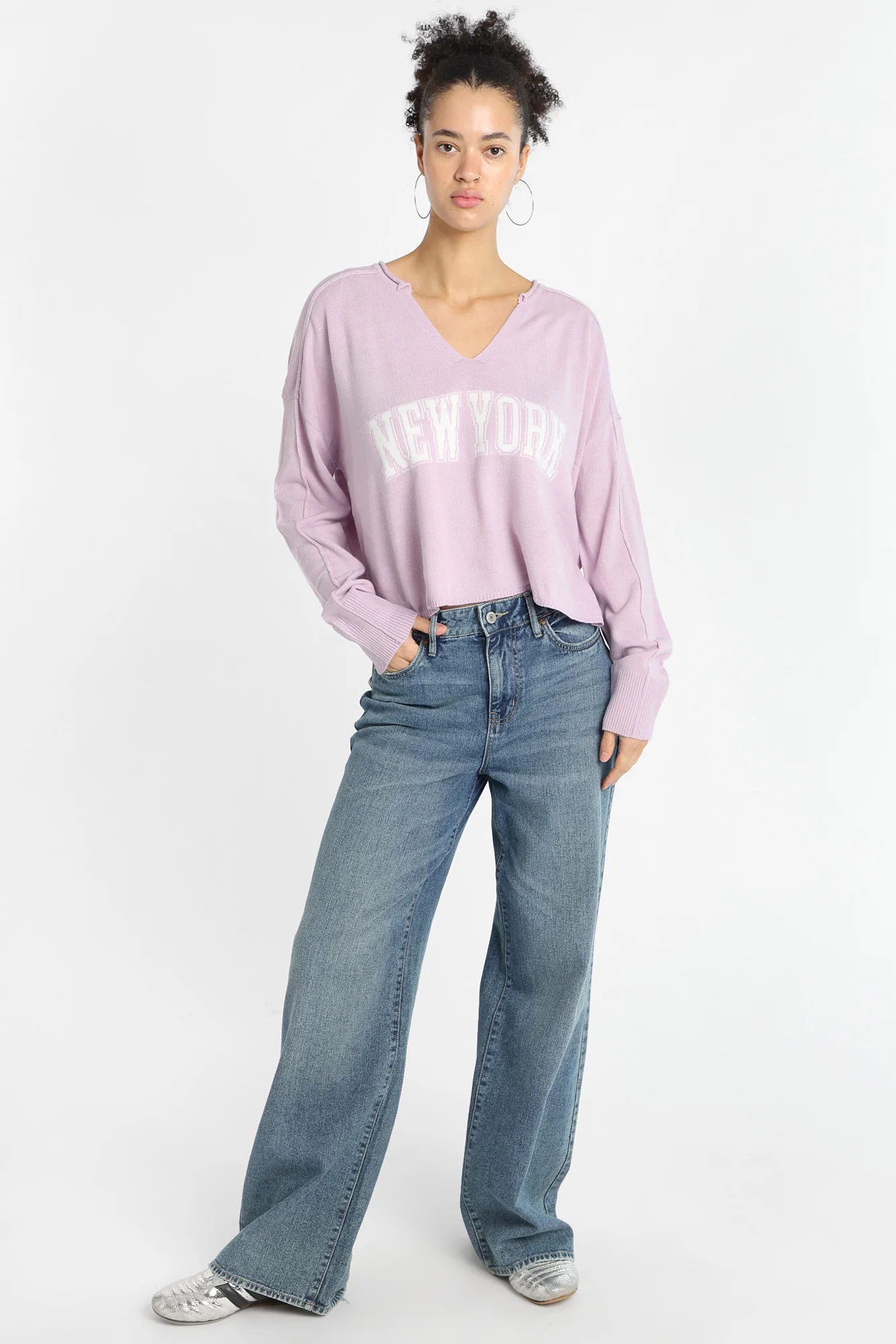 Graphic Notch Neck Sweater - Image 17