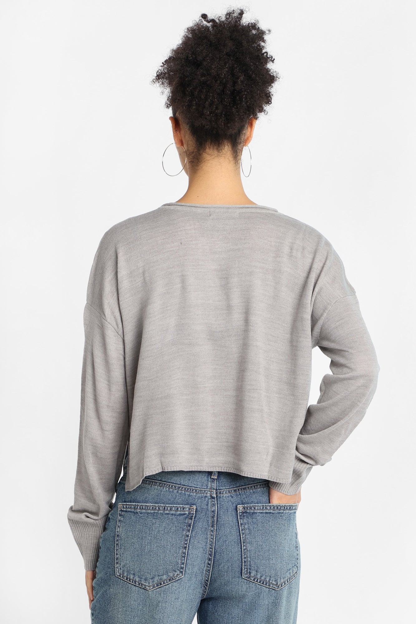 Graphic Notch Neck Sweater - Image 3