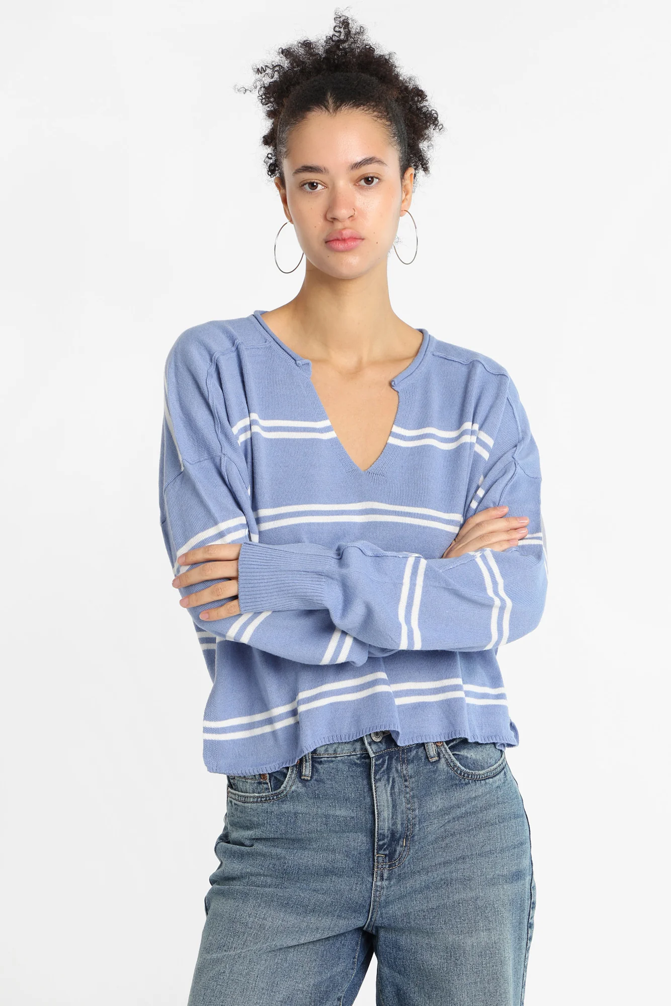 Graphic Notch Neck Sweater - Image 6