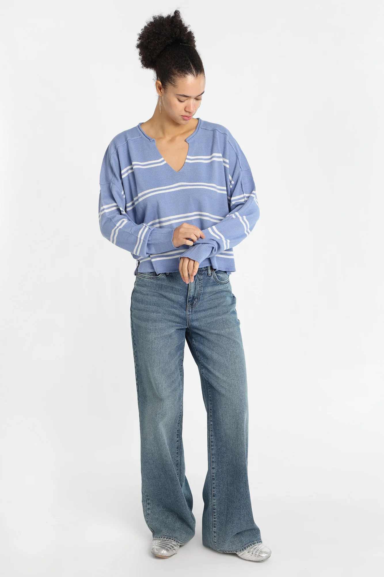 Graphic Notch Neck Sweater - Image 9