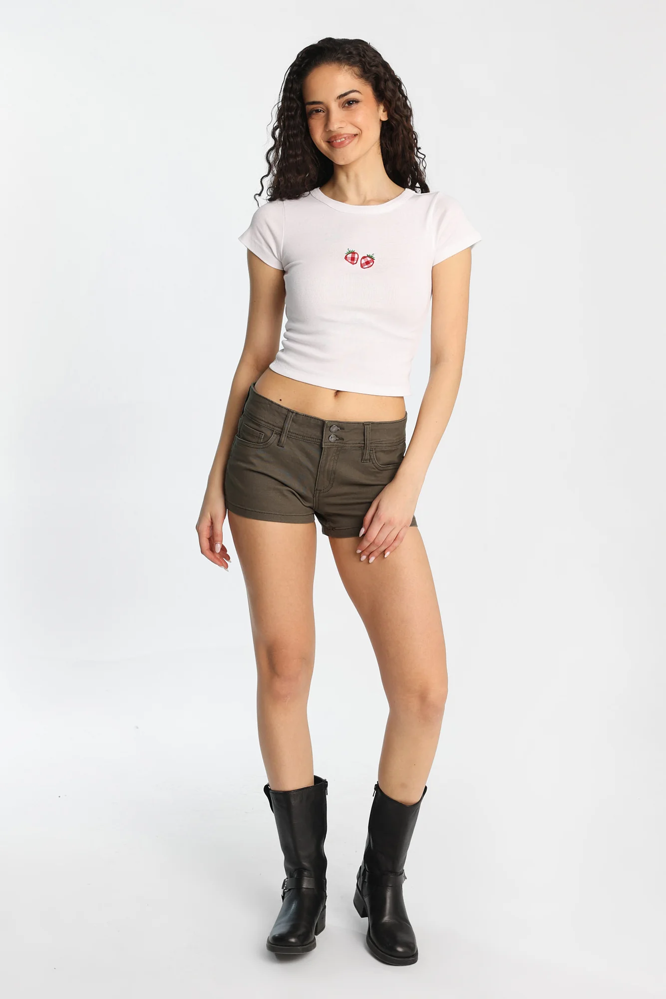 Low Rise Twill Mini Shorts - Image 3