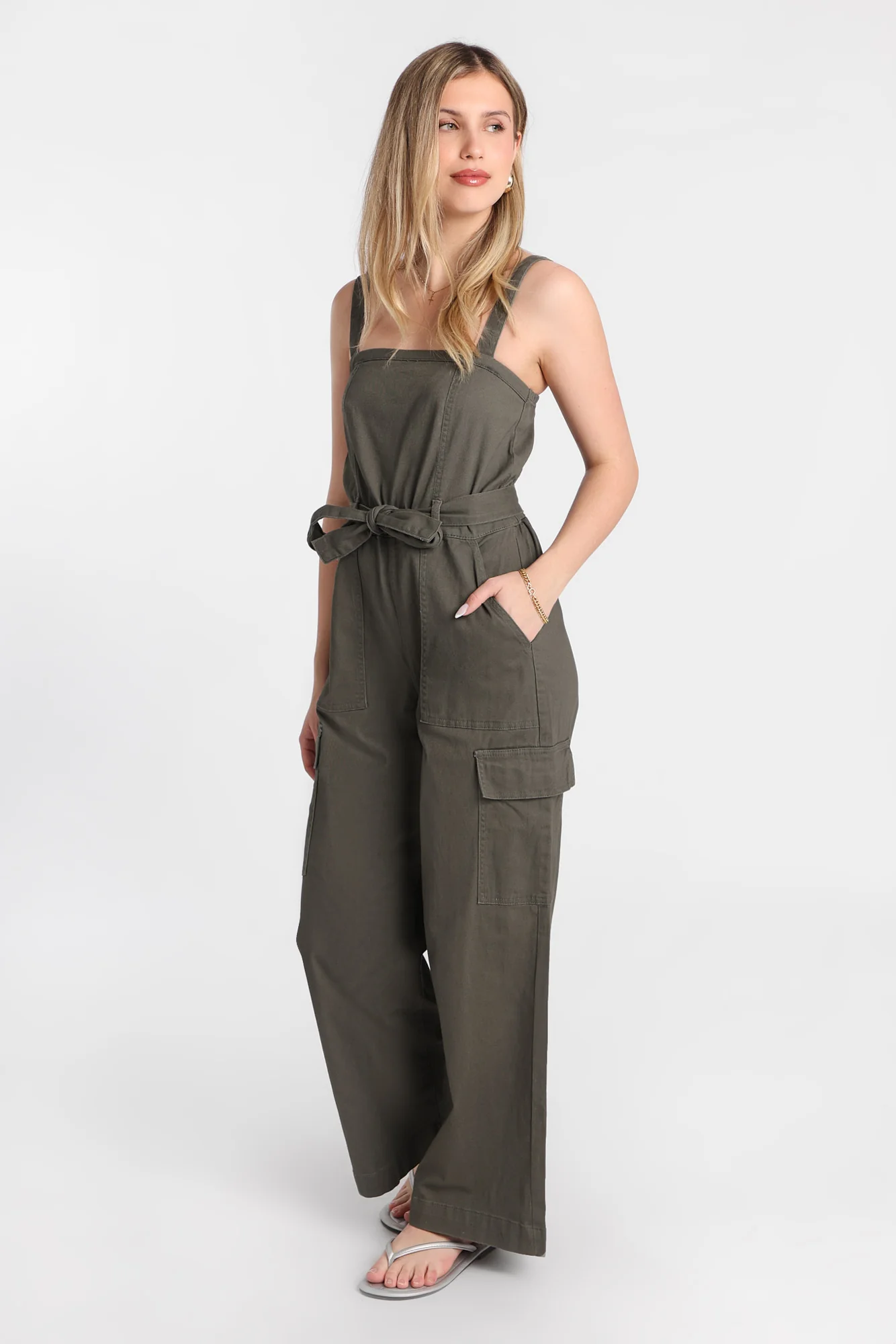 Twill Belted Jumpsuit - Image 17
