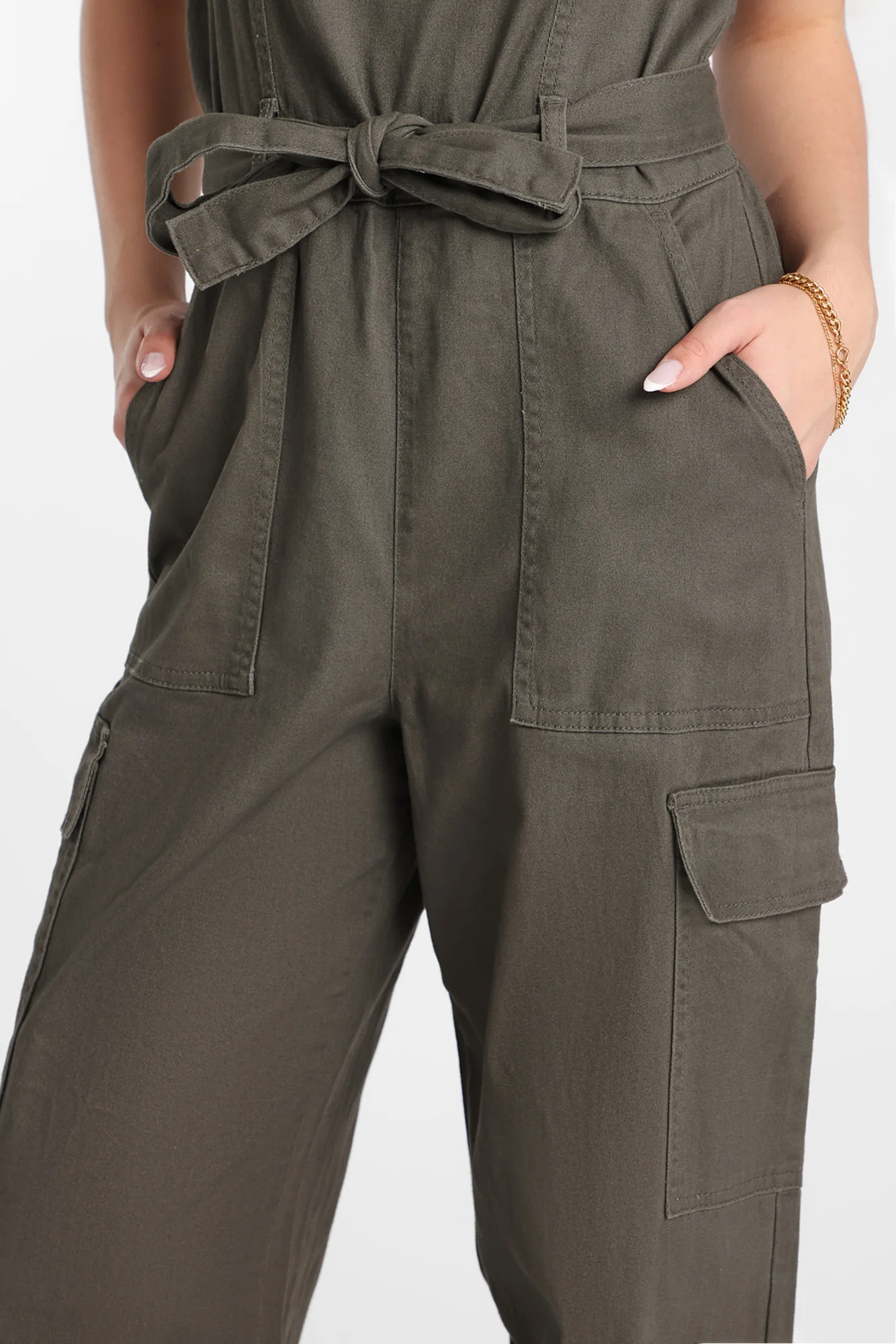 Twill Belted Jumpsuit - Image 20