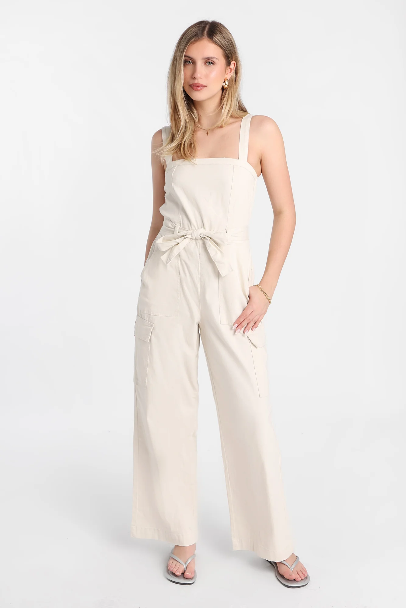 Twill Belted Jumpsuit - Image 7