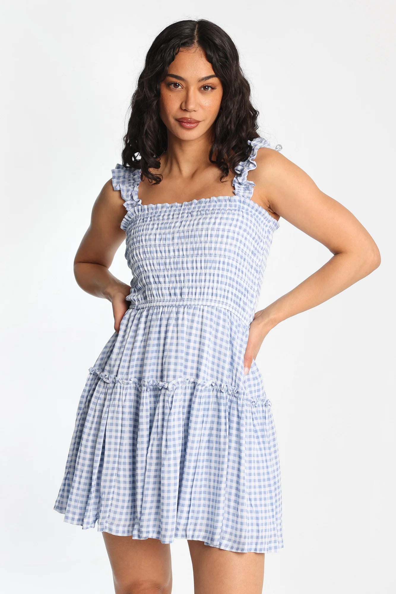 Flutter Strap Tiered Smocked Mini Dress - Image 6