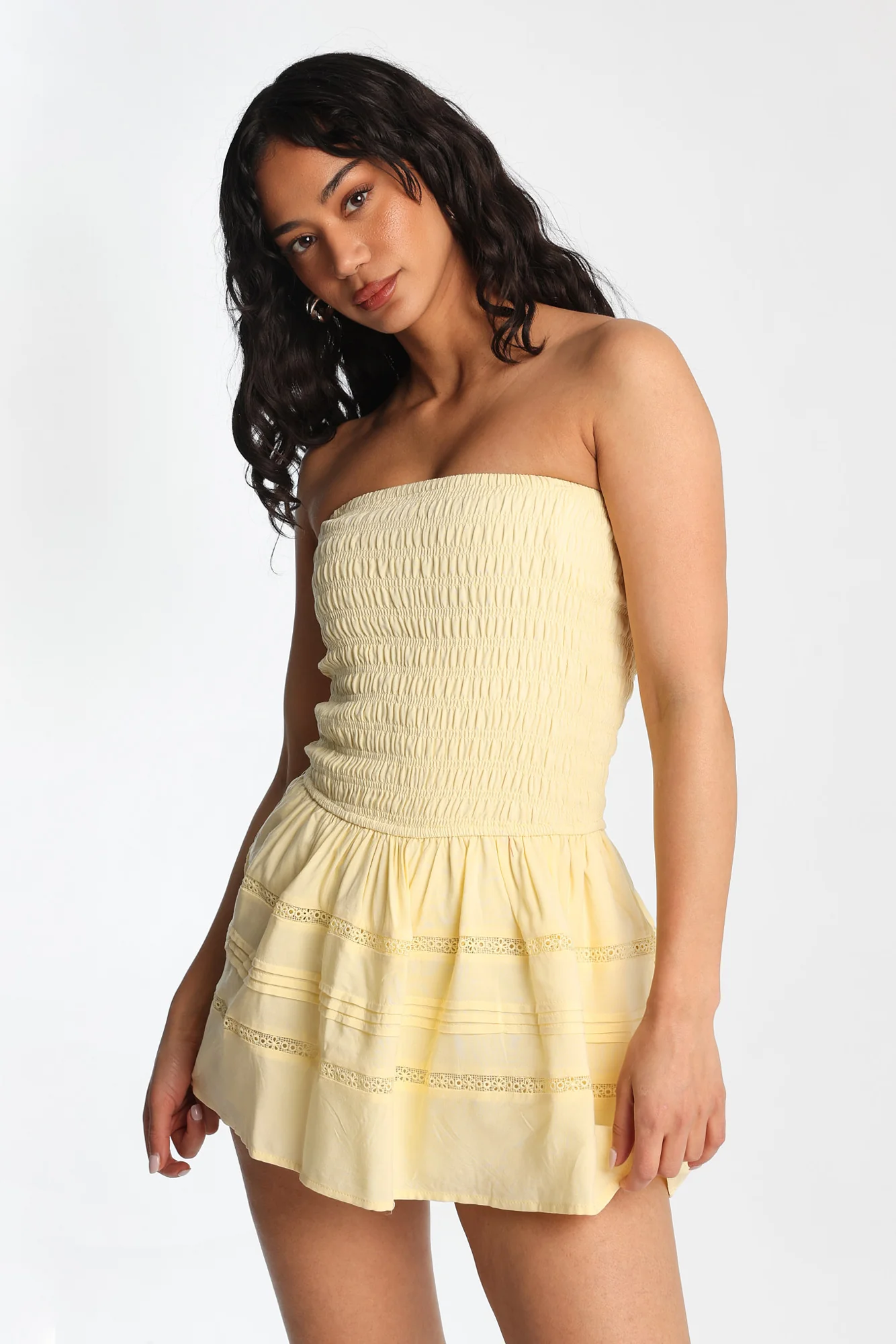 Strapless Smocked Mini Dress