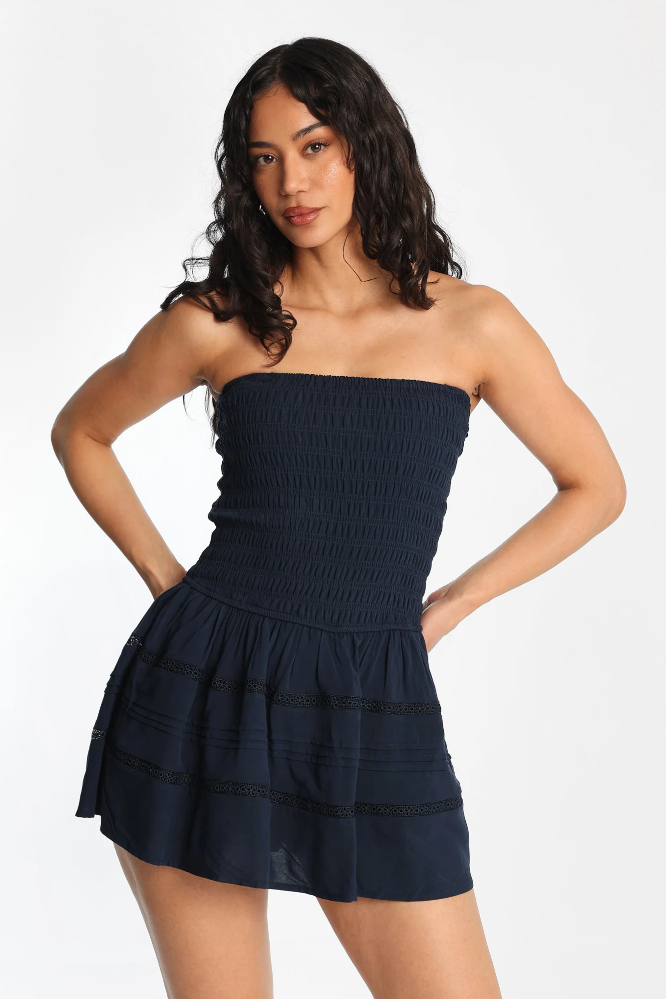 Strapless Smocked Mini Dress - Image 12