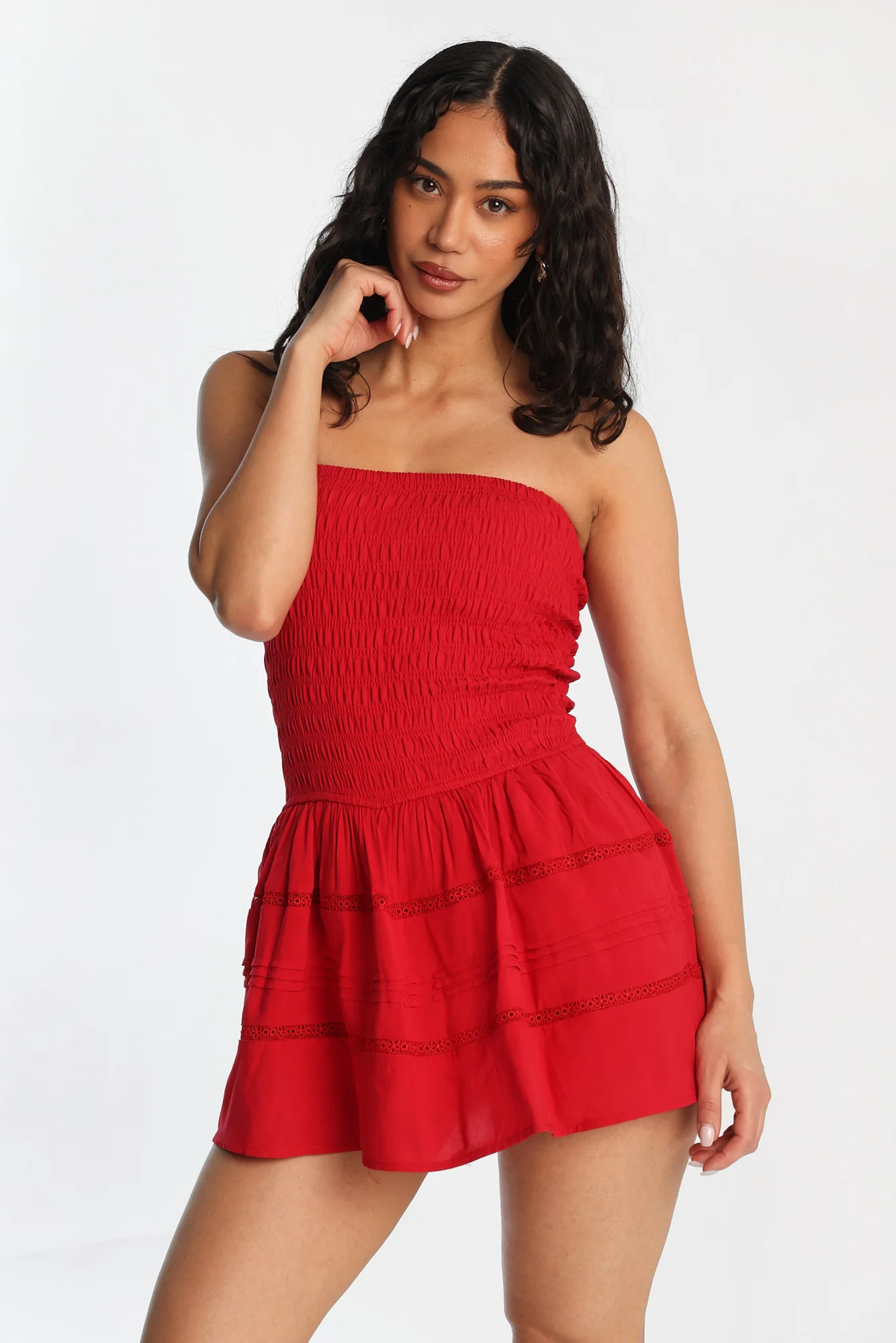 Strapless Smocked Mini Dress - Image 6
