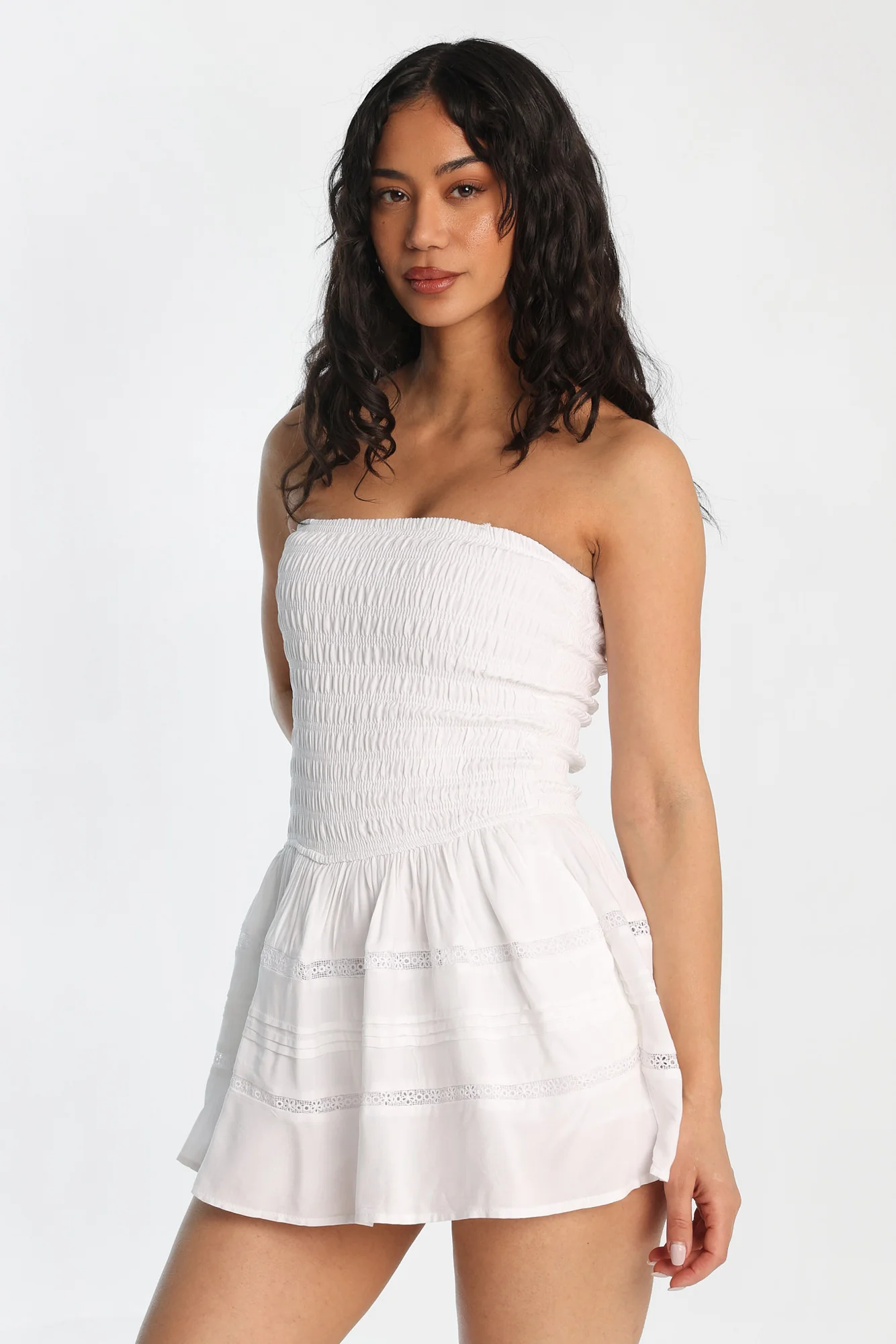 Strapless Smocked Mini Dress - Image 7
