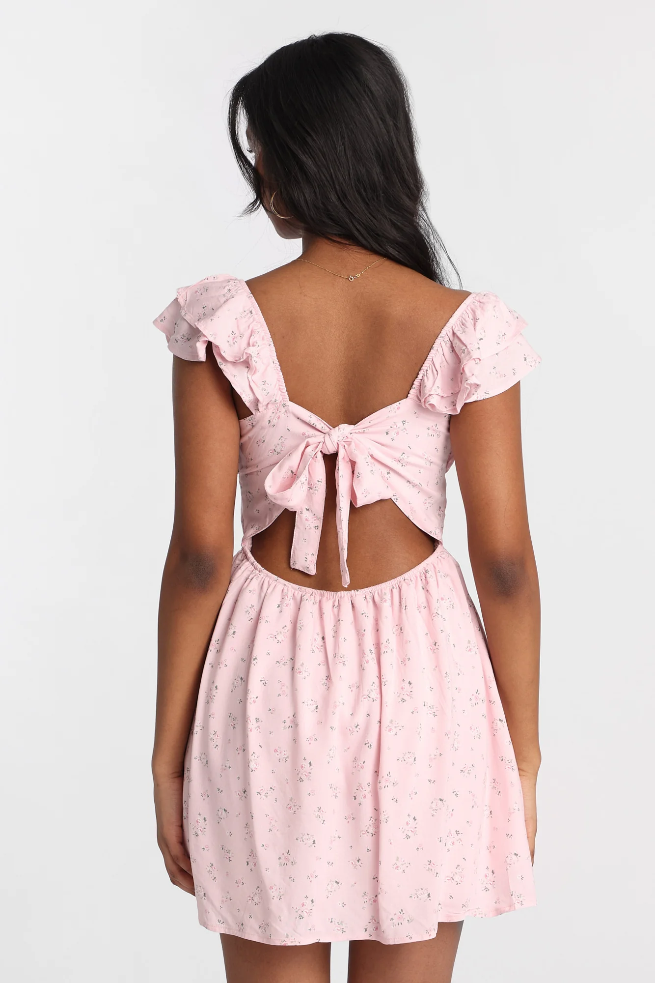 Tie-Back Flutter Sleeve Mini Dress - Image 2