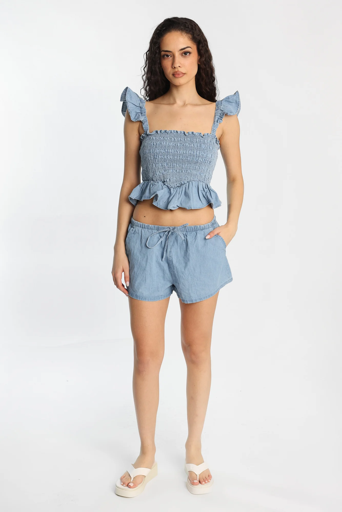 Chambray Drawstrings Shorts - Image 8