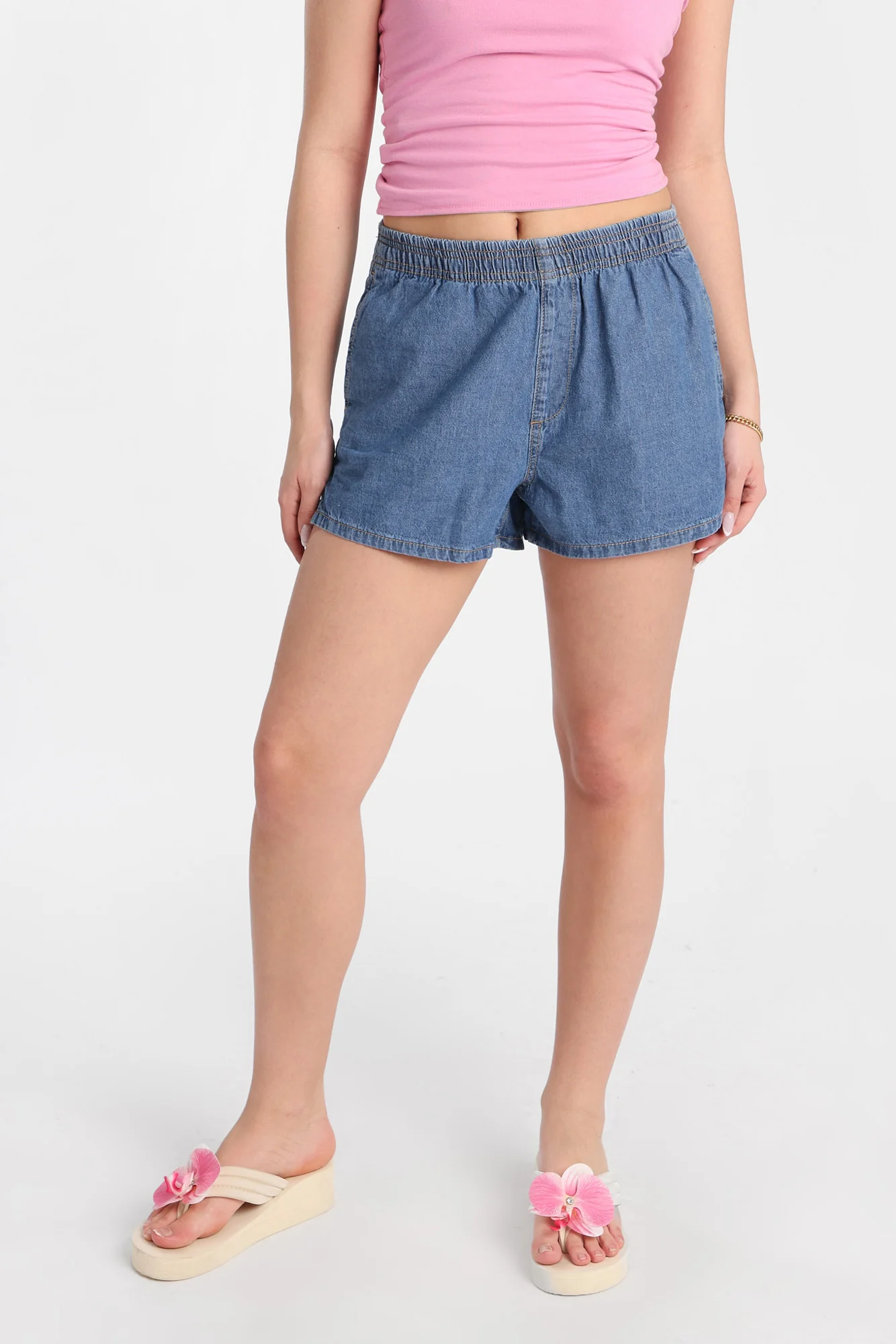 Low Rise Denim Pull-On Shorts - Image 5