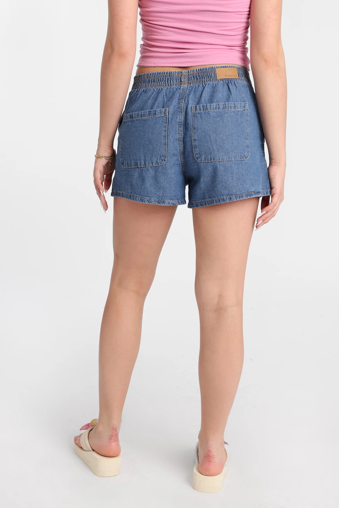 Low Rise Denim Pull-On Shorts - Image 7