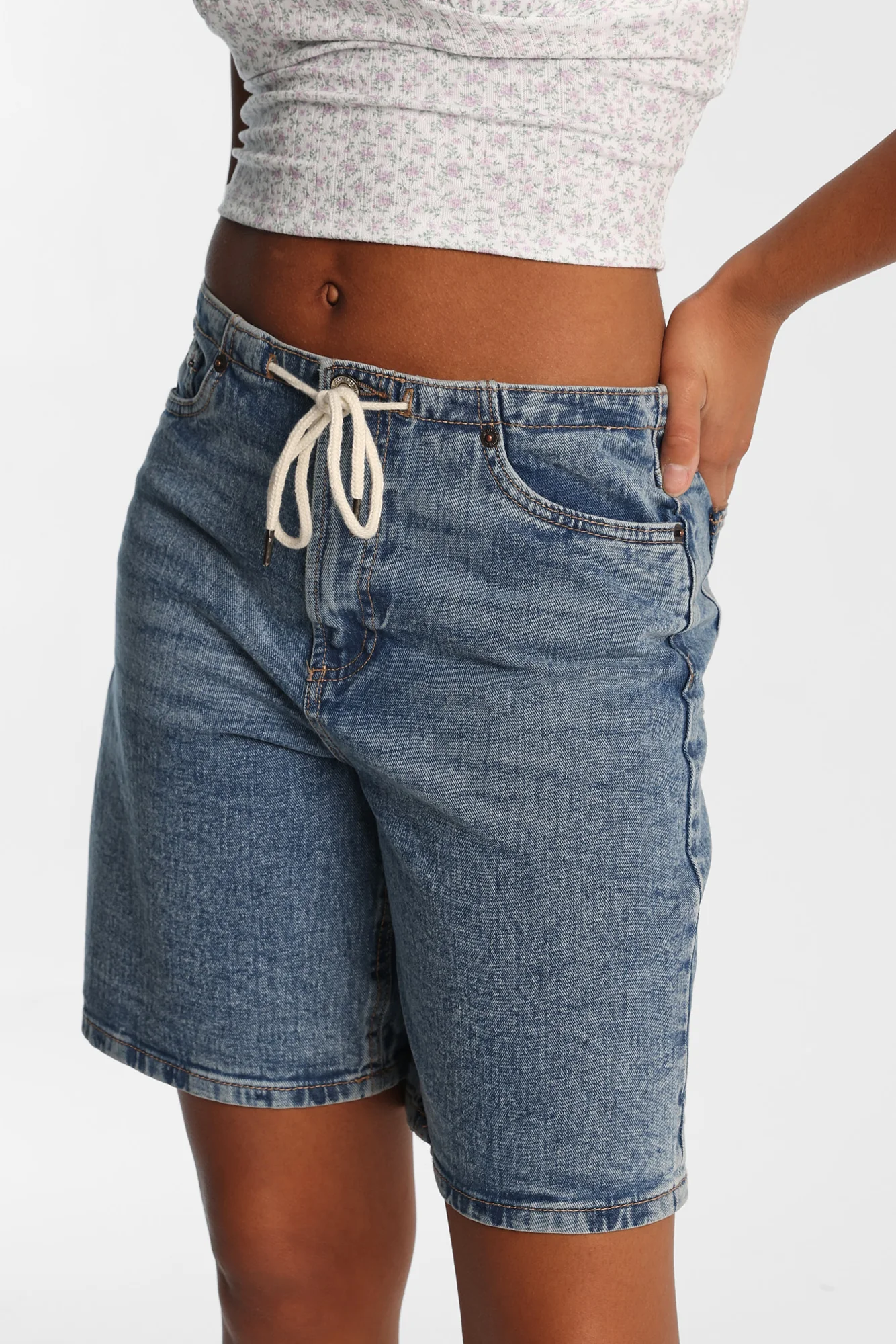 Mid Rise Drawstring Jorts - Image 2