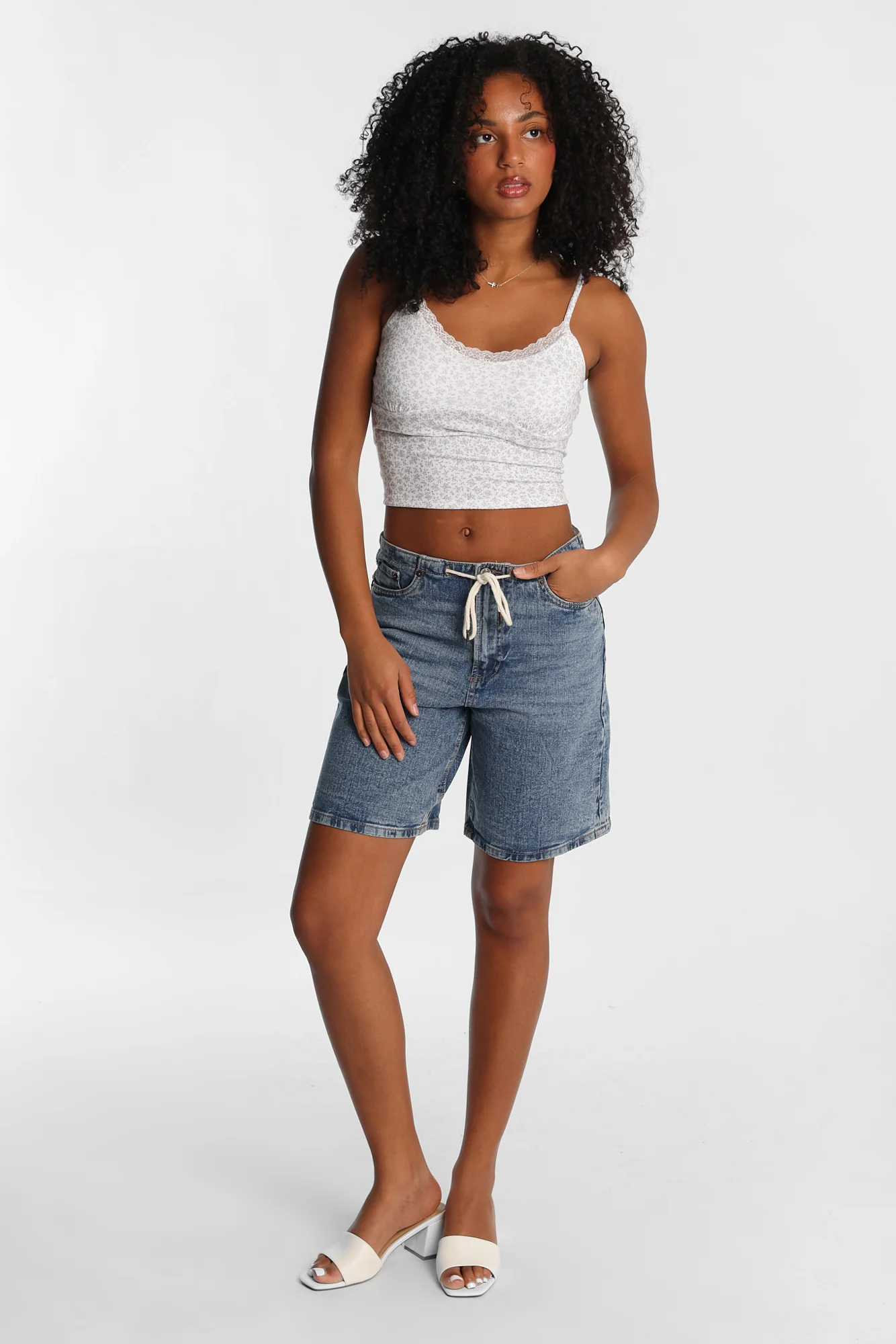 Mid Rise Drawstring Jorts - Image 4