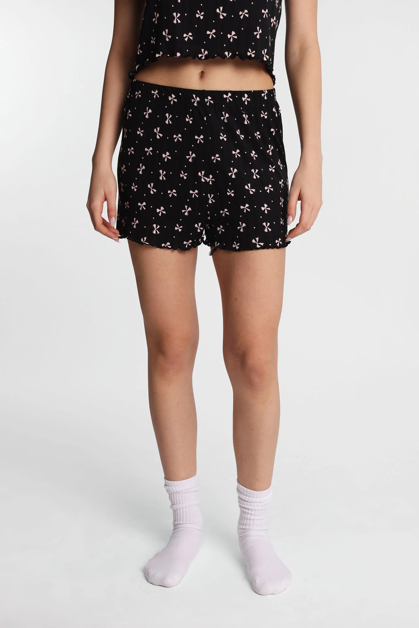Graphic Pointelle Knit Pajama Tee & Shorts 2-Piece Set - Image 5