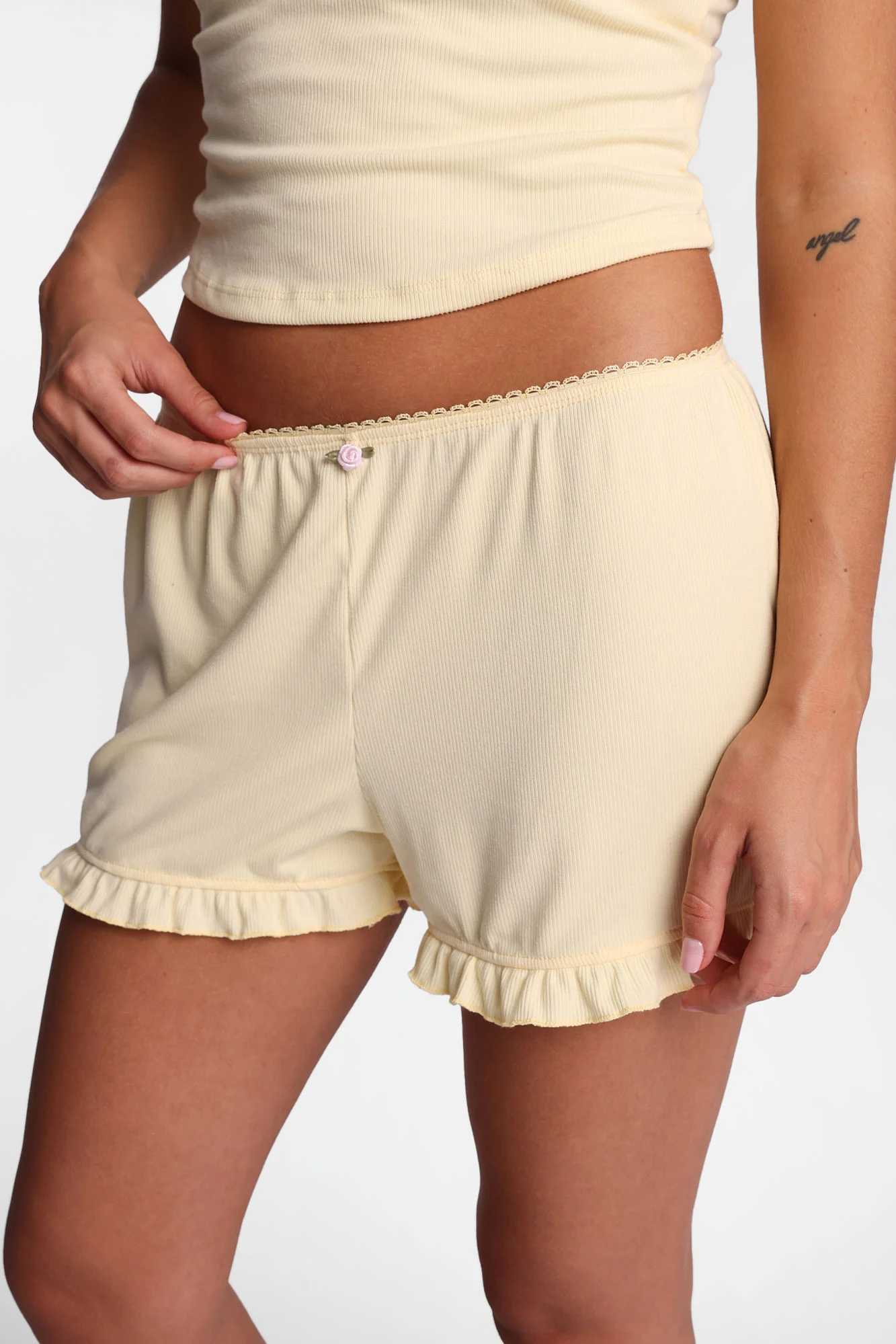 Super Soft Ribbed Knit Pajama Tank Top & Shorts 2-Piece Set - Image 24