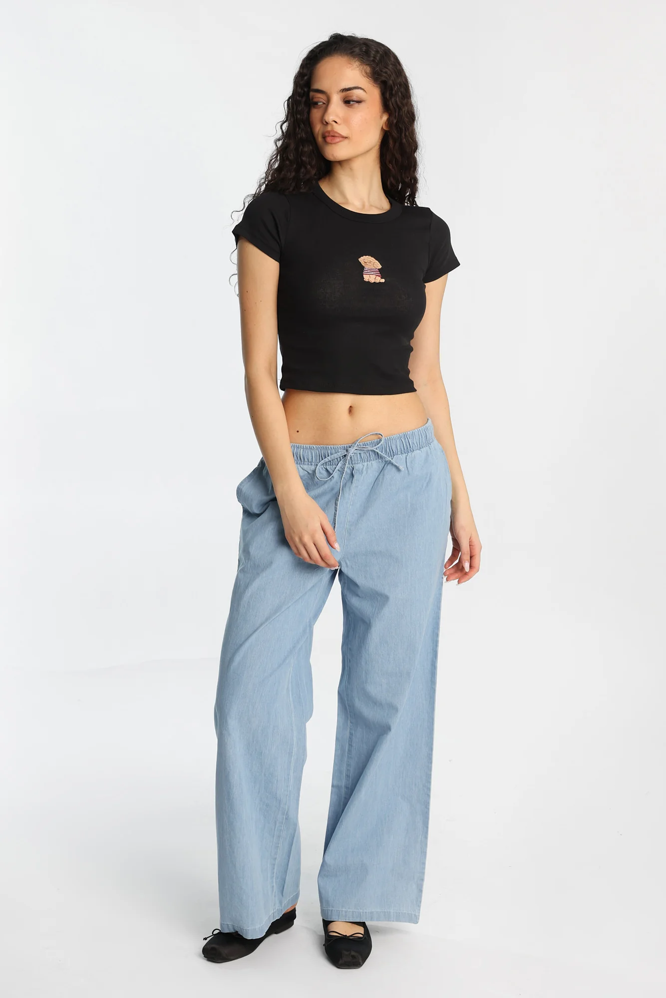 Puppy Embroidered Graphic Baby Tee - Image 4