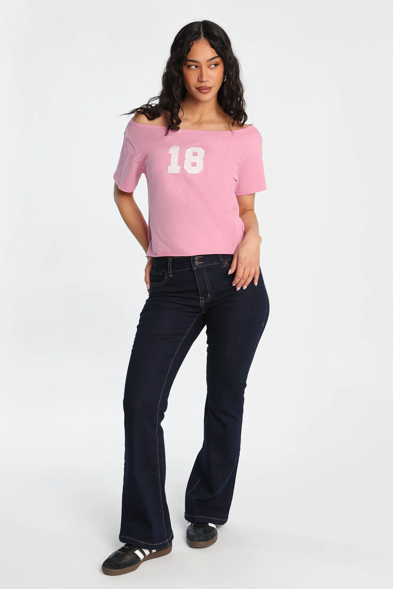 18 Graphic Off-Shoulder Short Sleeve Tee - Image 4