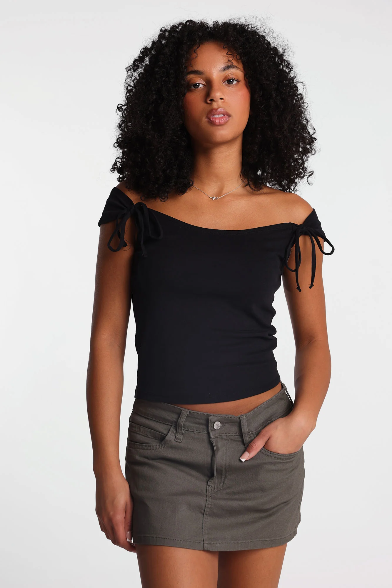 Off-Shoulder Tie Top - Image 5