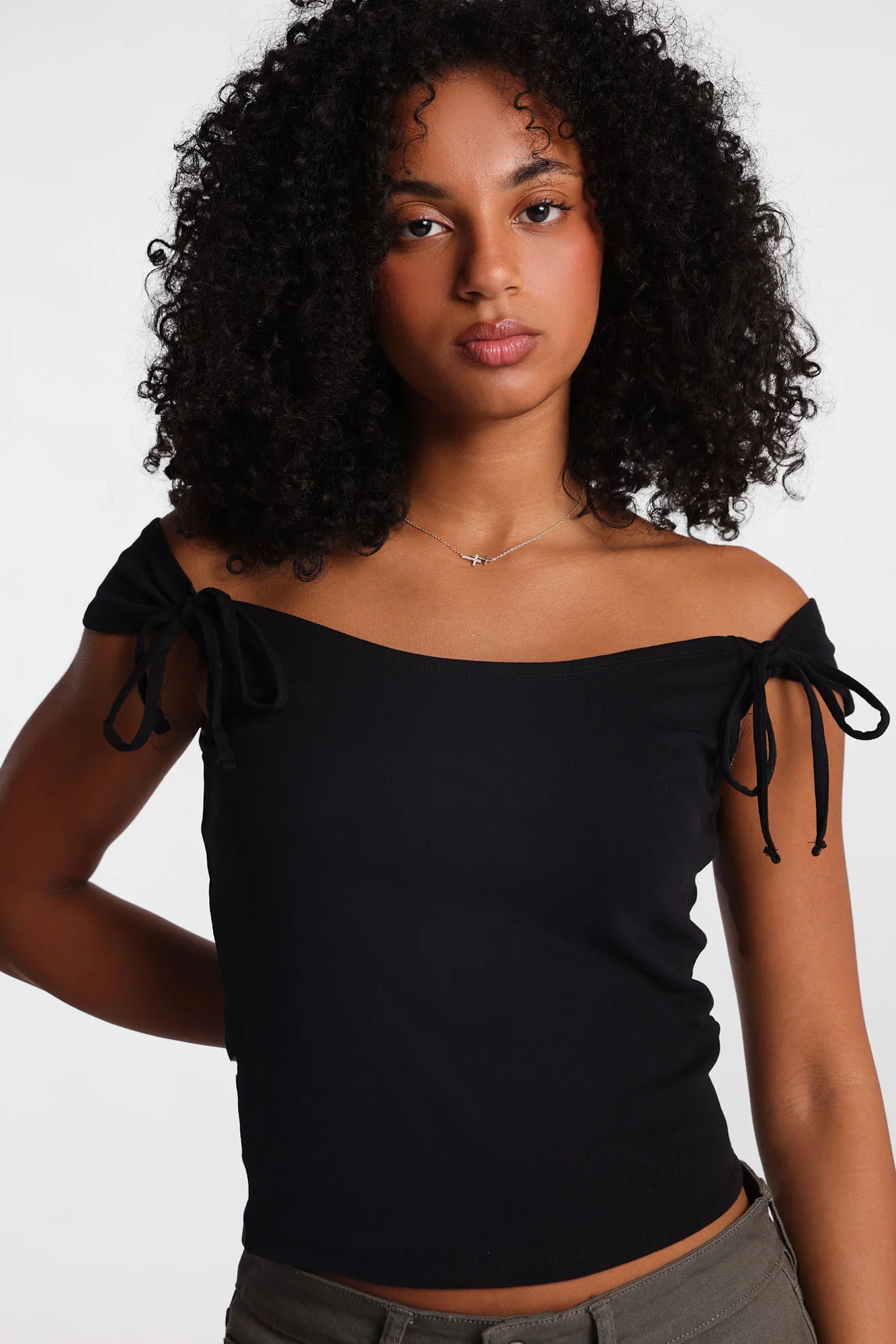 Off-Shoulder Tie Top - Image 6