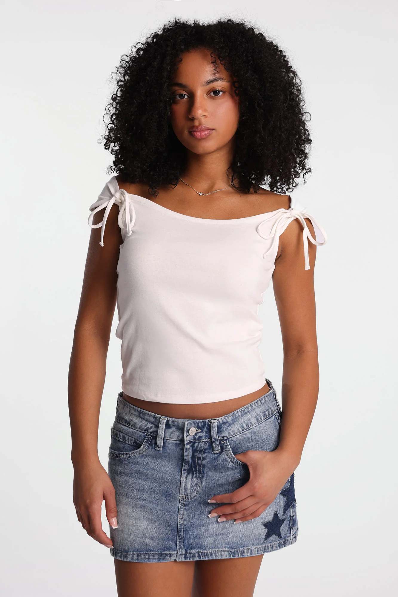 Off-Shoulder Tie Top - Image 9