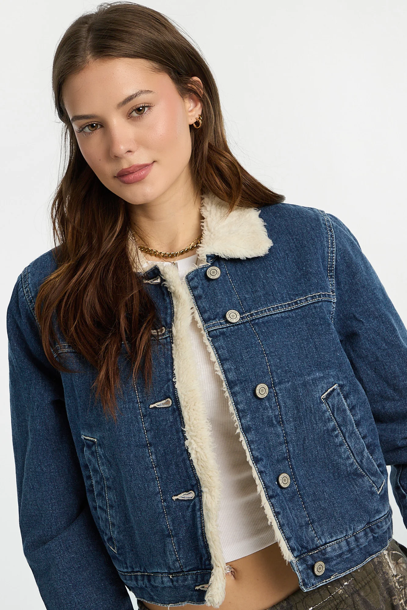 Sherpa-Lined Denim Jacket - Image 2