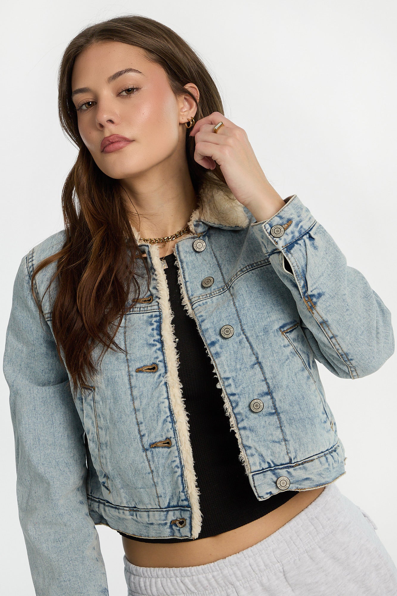 Sherpa-Lined Denim Jacket - Image 5