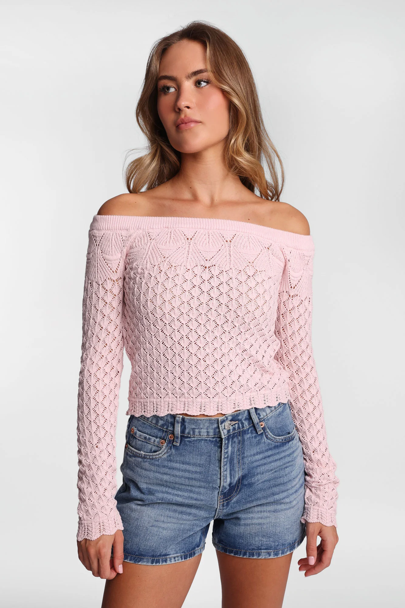 Off-Shoulder Crochet-Style Sweater - Image 9