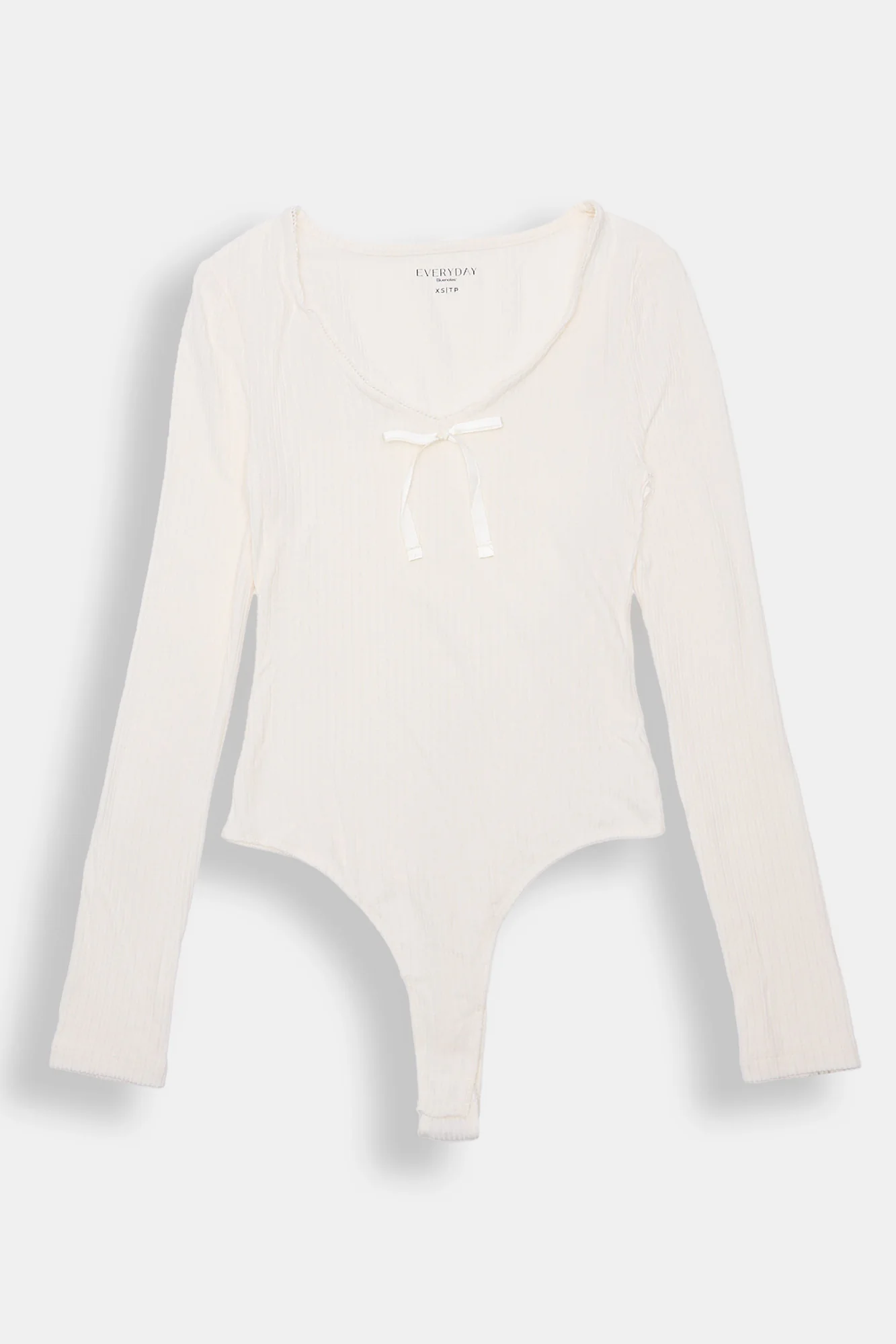 Ribbed Knit Long Sleeve V-Neck Bodysuit - Image 10