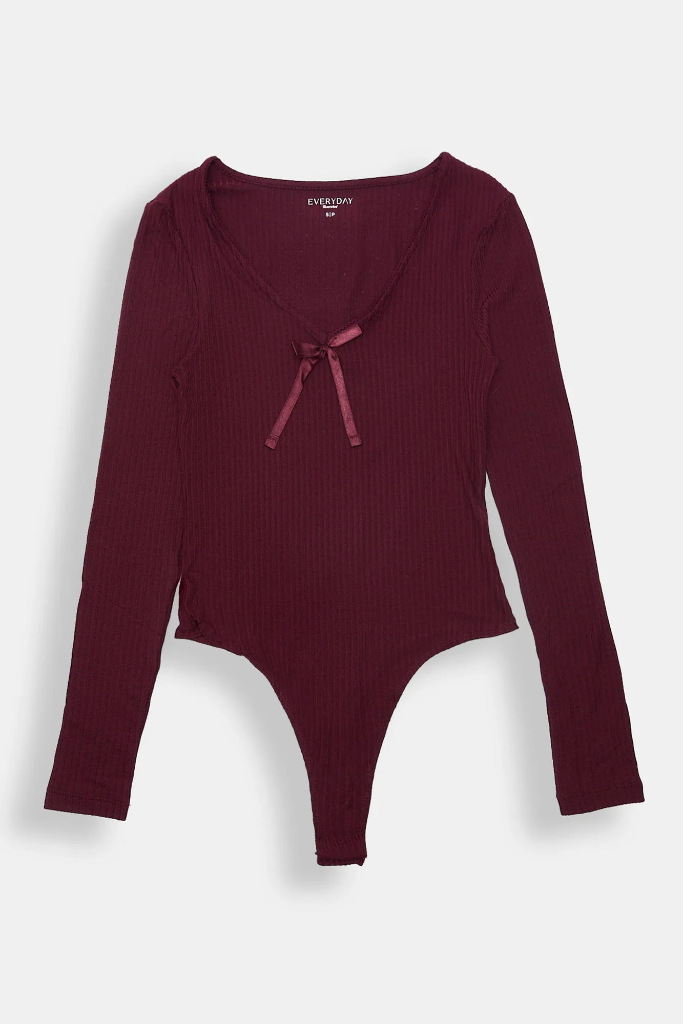 Ribbed Knit Long Sleeve V-Neck Bodysuit - Image 20