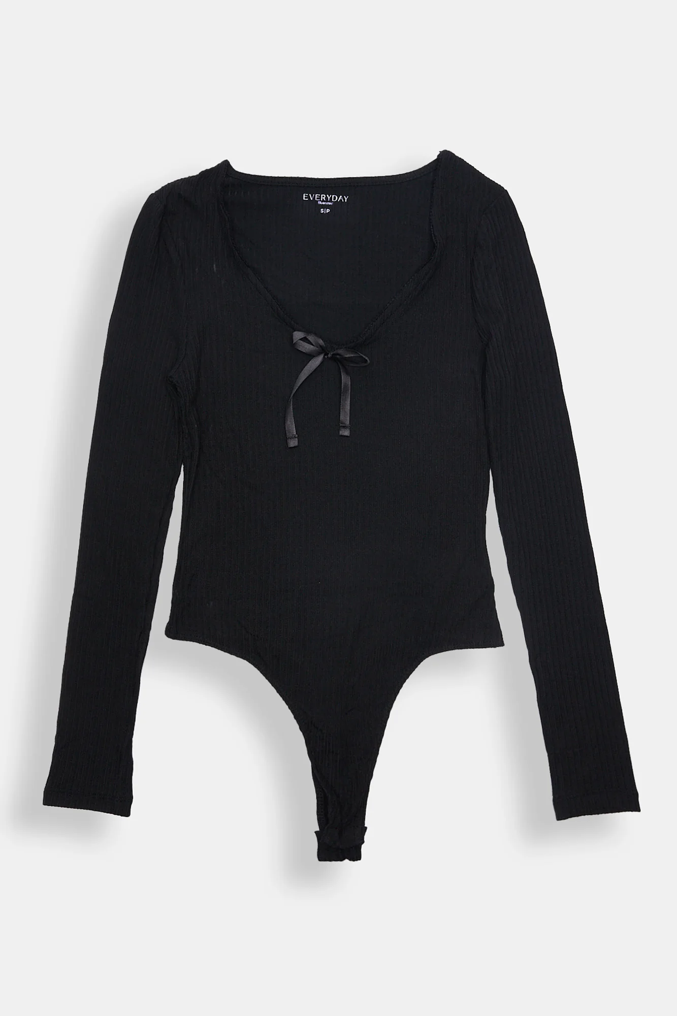 Ribbed Knit Long Sleeve V-Neck Bodysuit - Image 6