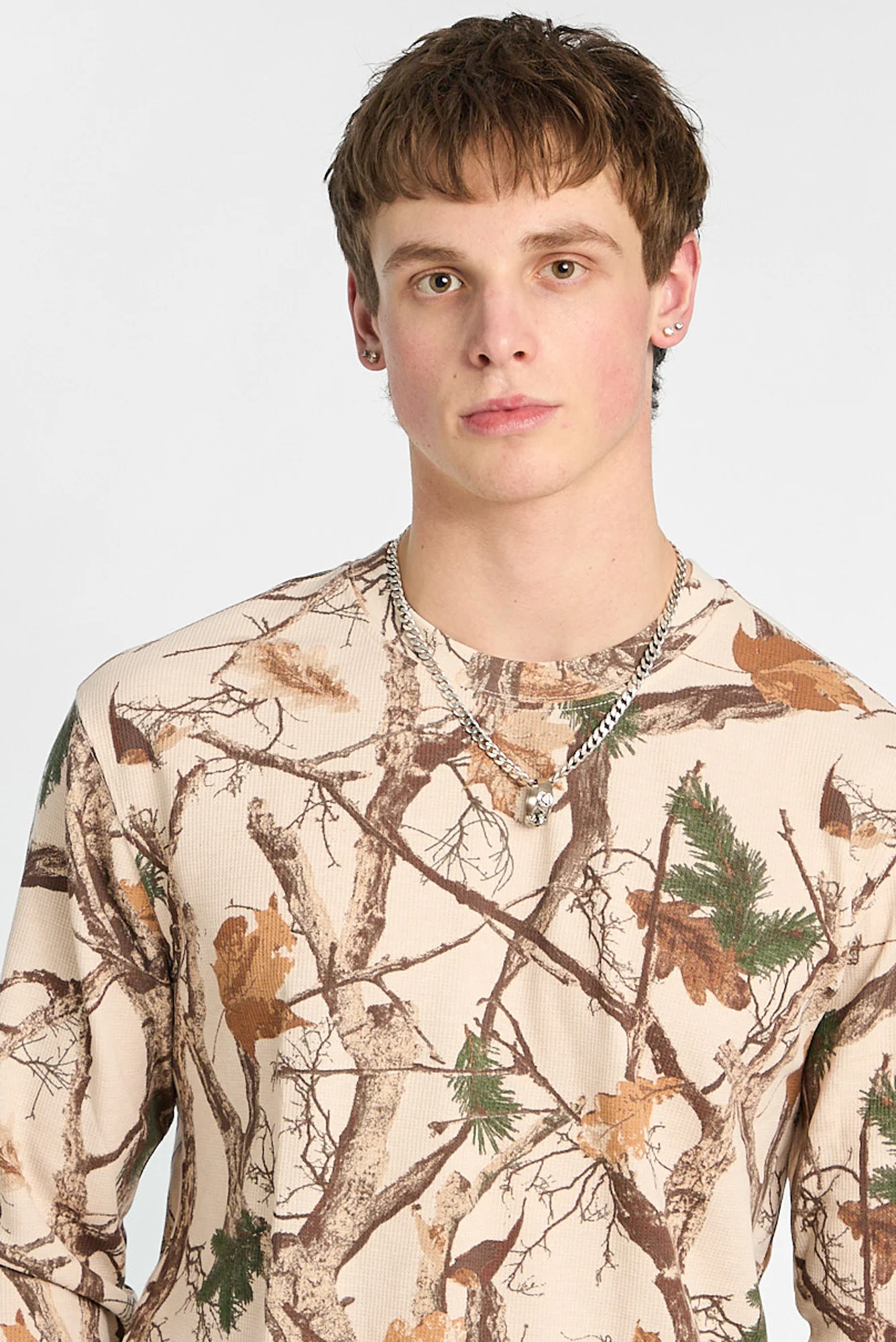 Thermal Waffle Knit Crew Neck Long Sleeve Tee - Image 11