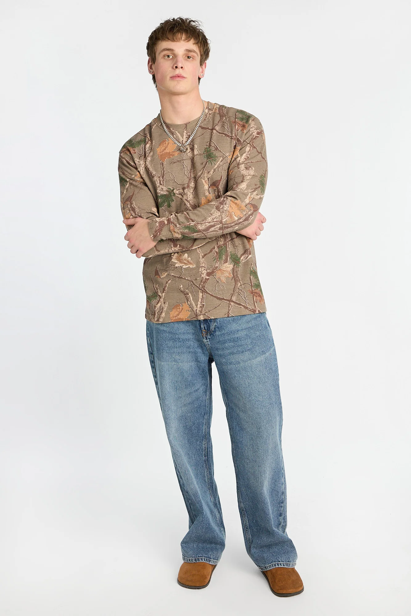Thermal Waffle Knit Crew Neck Long Sleeve Tee - Image 20