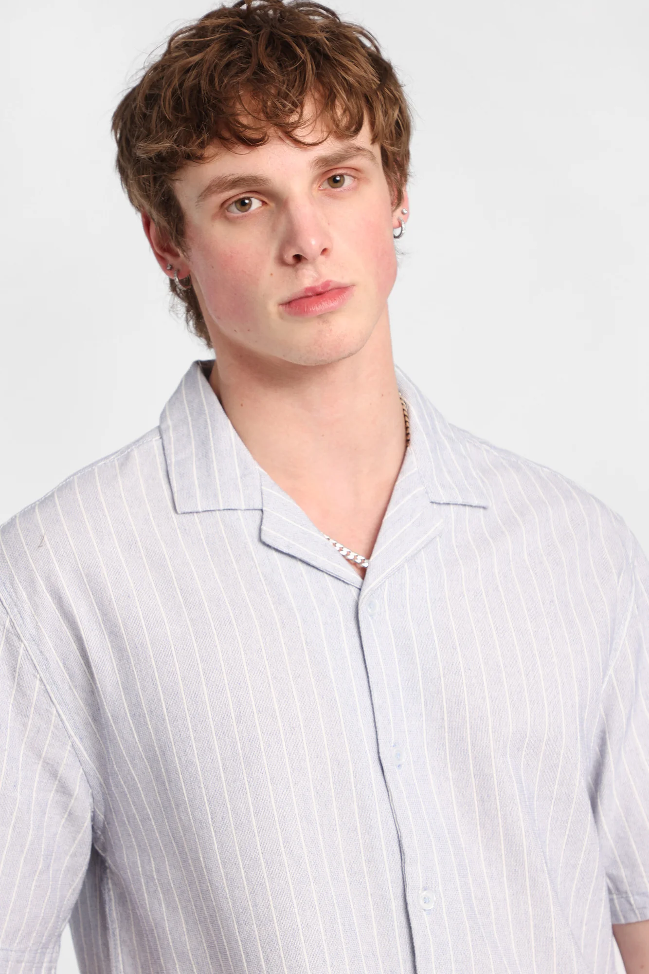 Cotton Textured Pinstriped Button-Up Shirt - Image 6