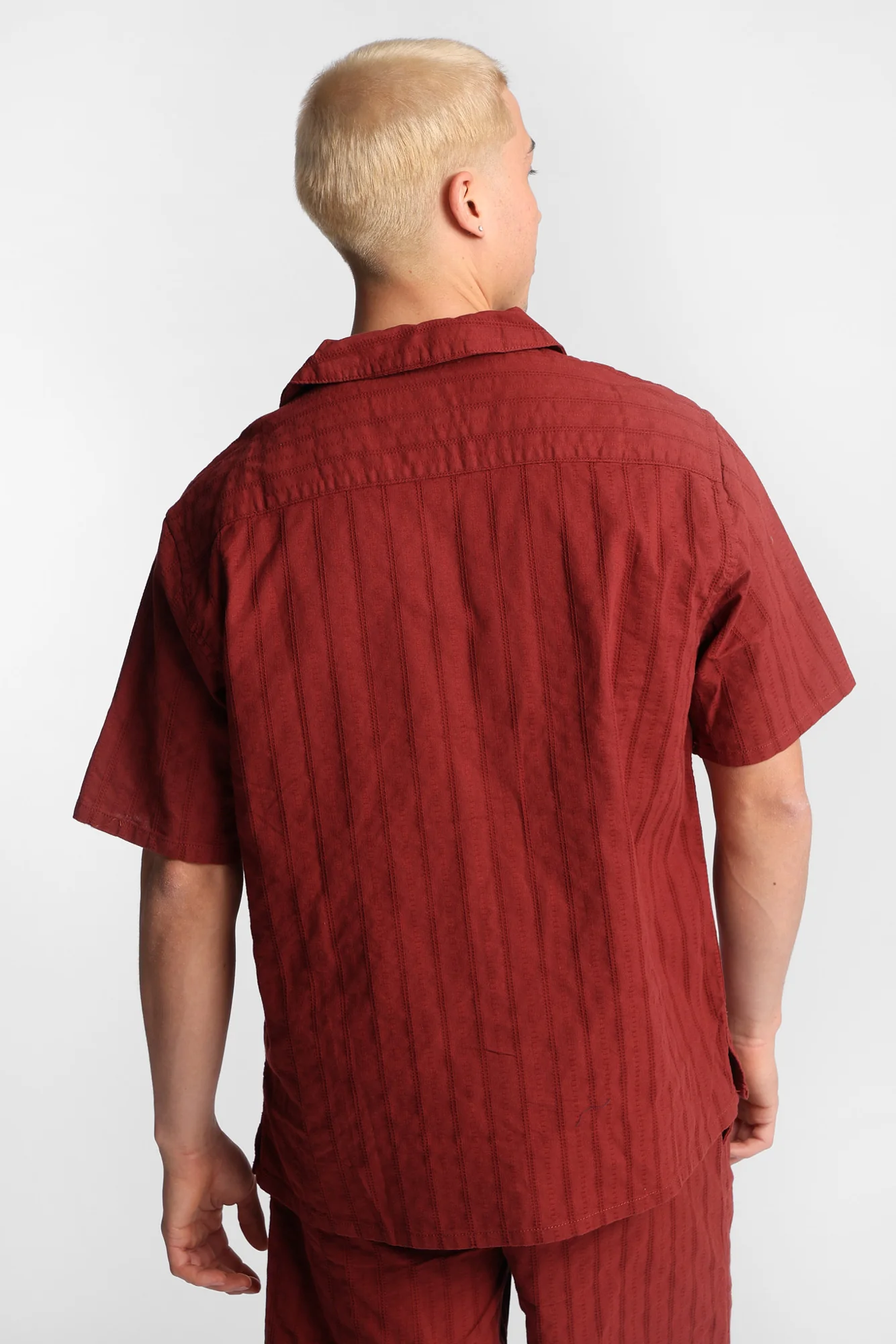 Cotton Textured Lace Pattern Short Sleeve Shirt - Image 15