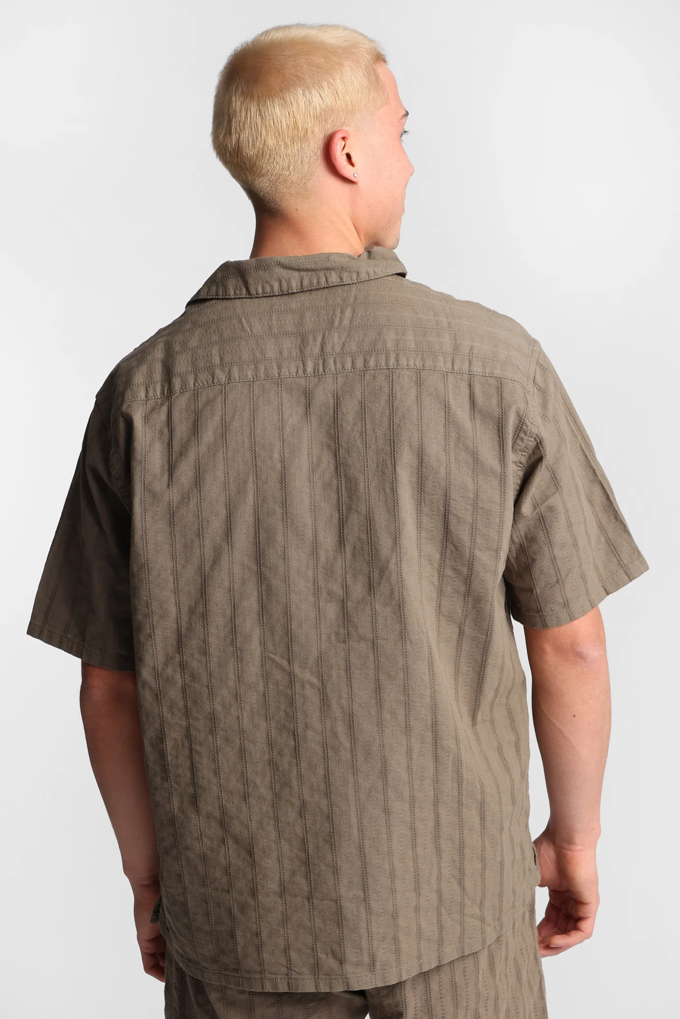 Cotton Textured Lace Pattern Short Sleeve Shirt - Image 8