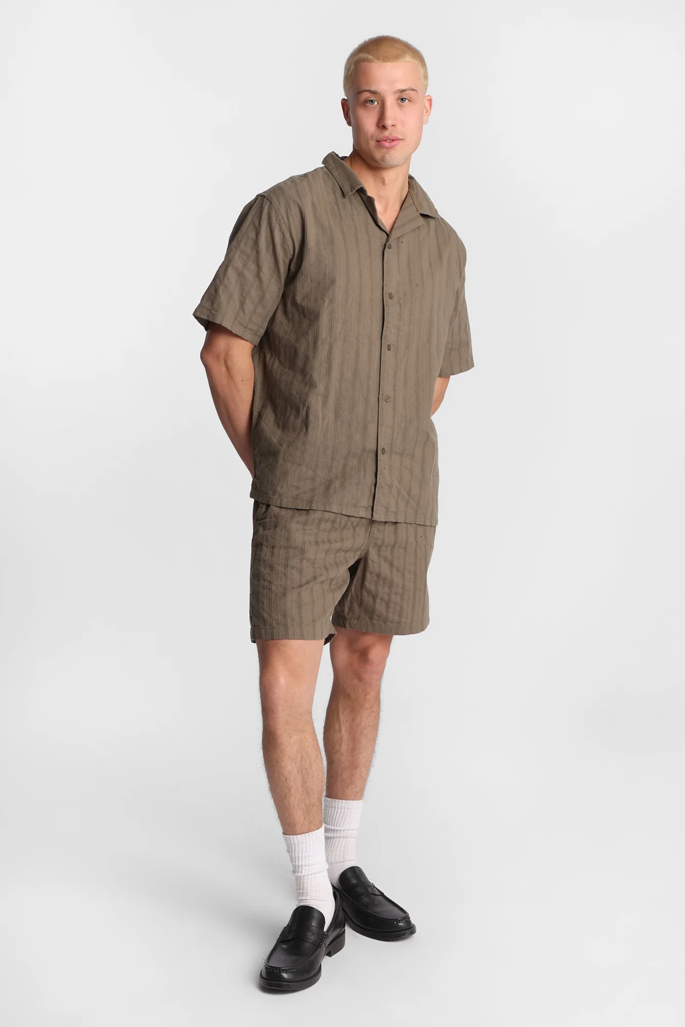 Cotton Textured Lace Pattern Short Sleeve Shirt - Image 9