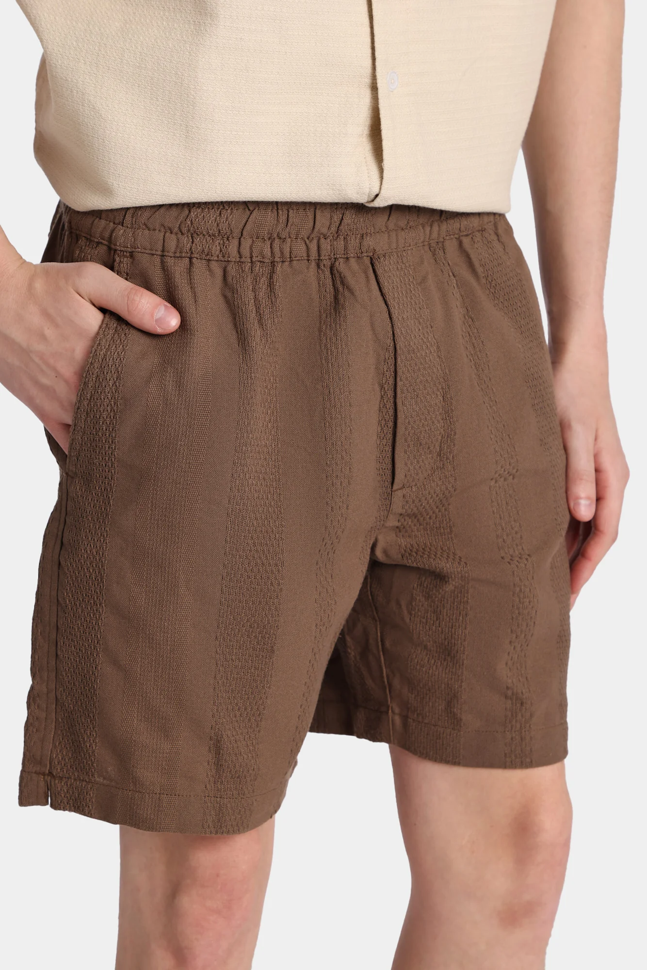 Textured Vertically Striped Shorts - Image 2