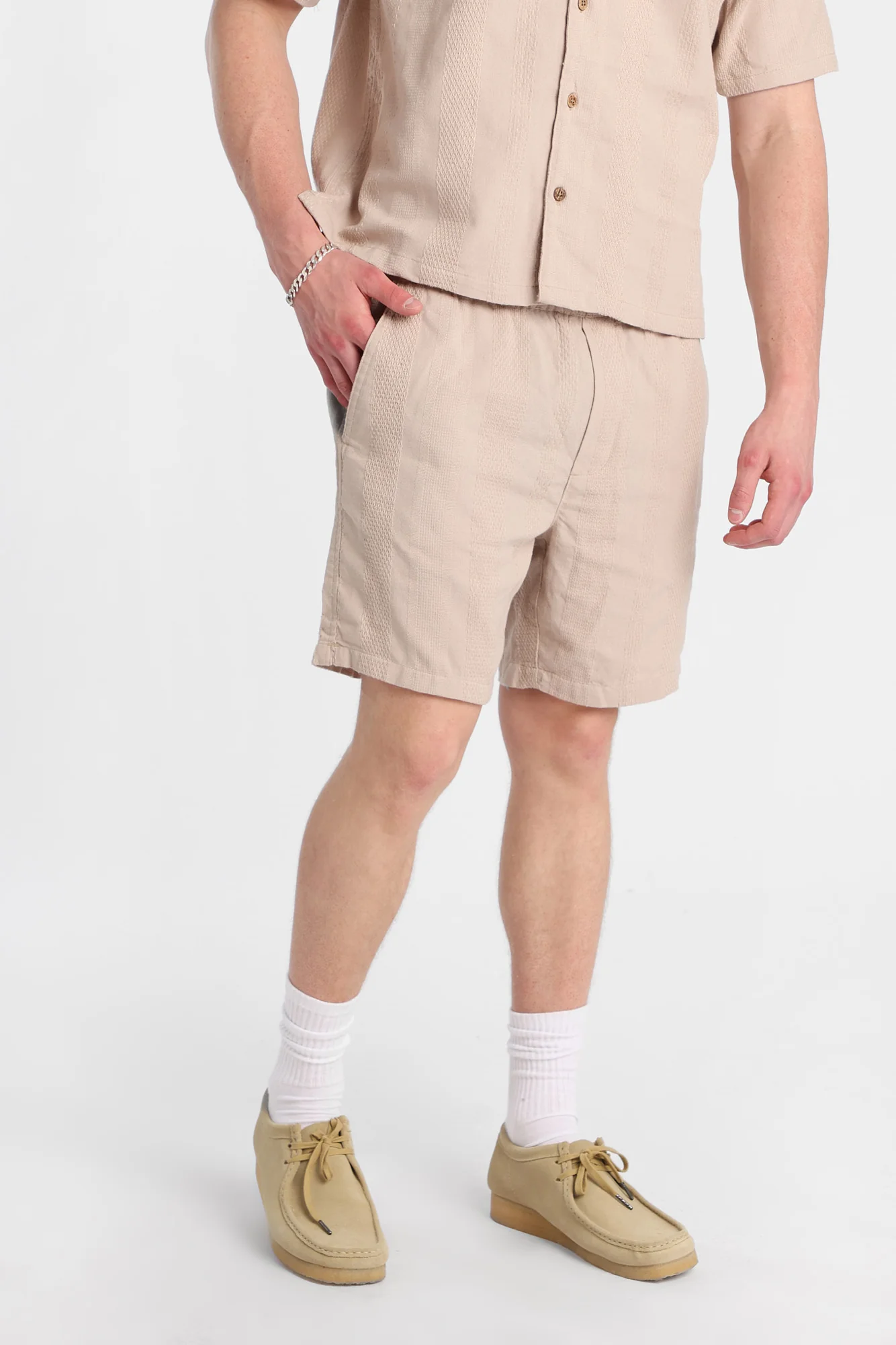 Textured Vertically Striped Shorts - Image 5