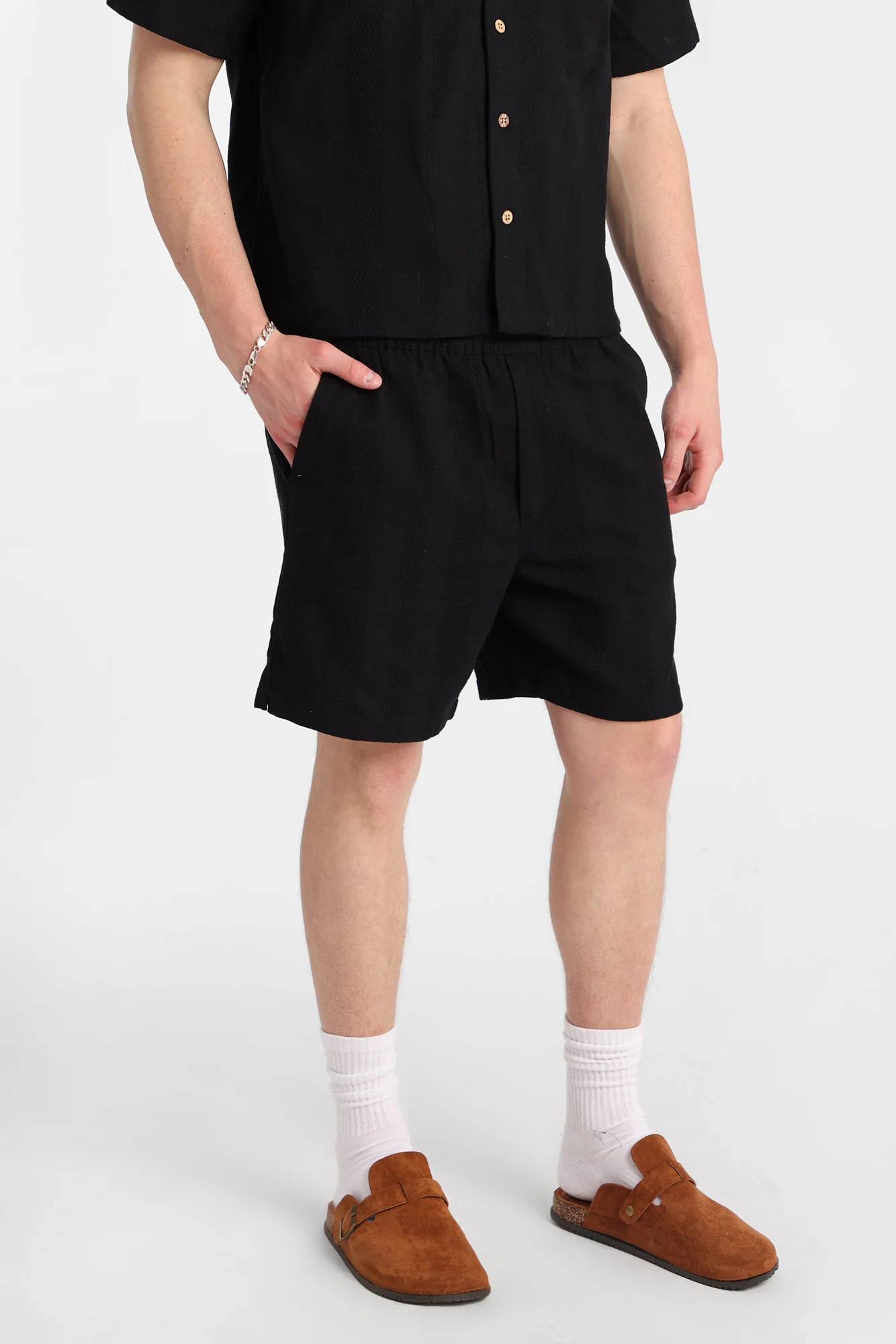 Textured Vertically Striped Shorts - Image 6