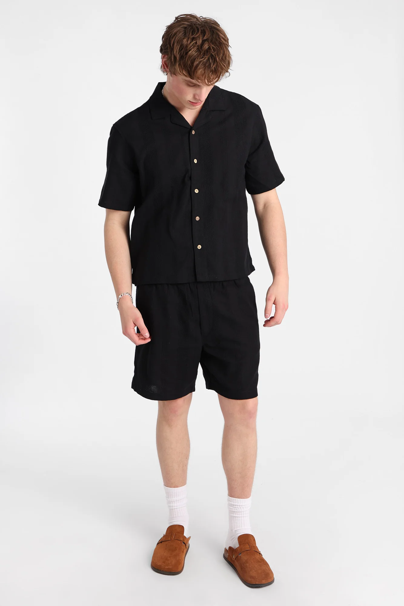 Textured Vertically Striped Shorts - Image 9