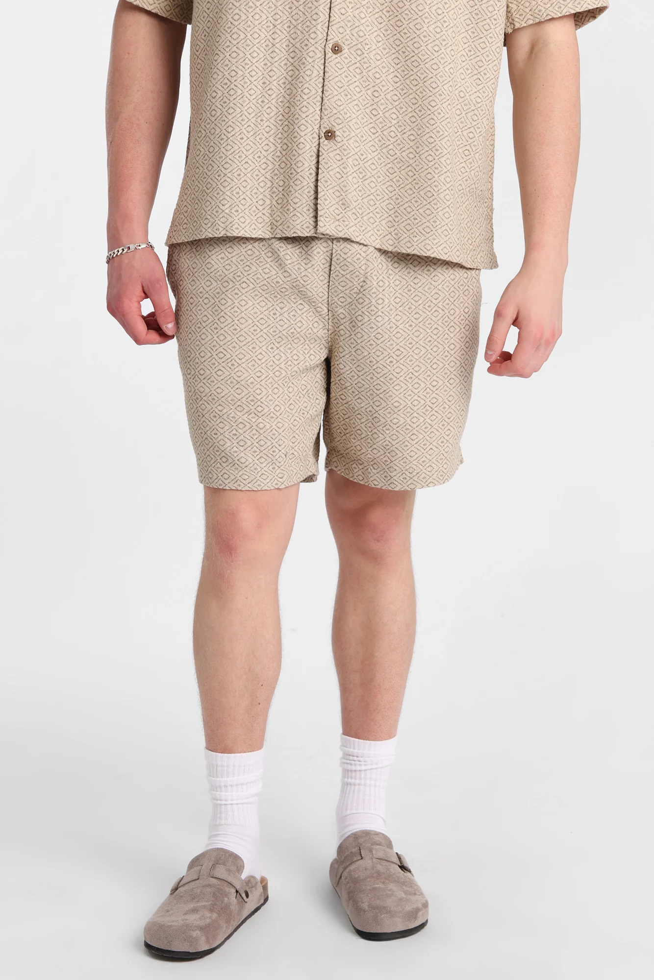 Textured Geometric Shorts