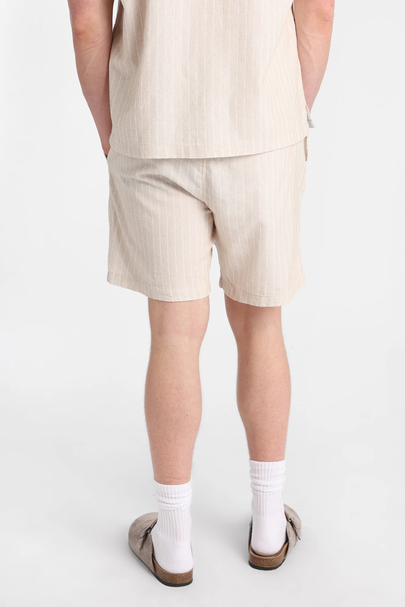 Textured Pinstriped Shorts - Image 4