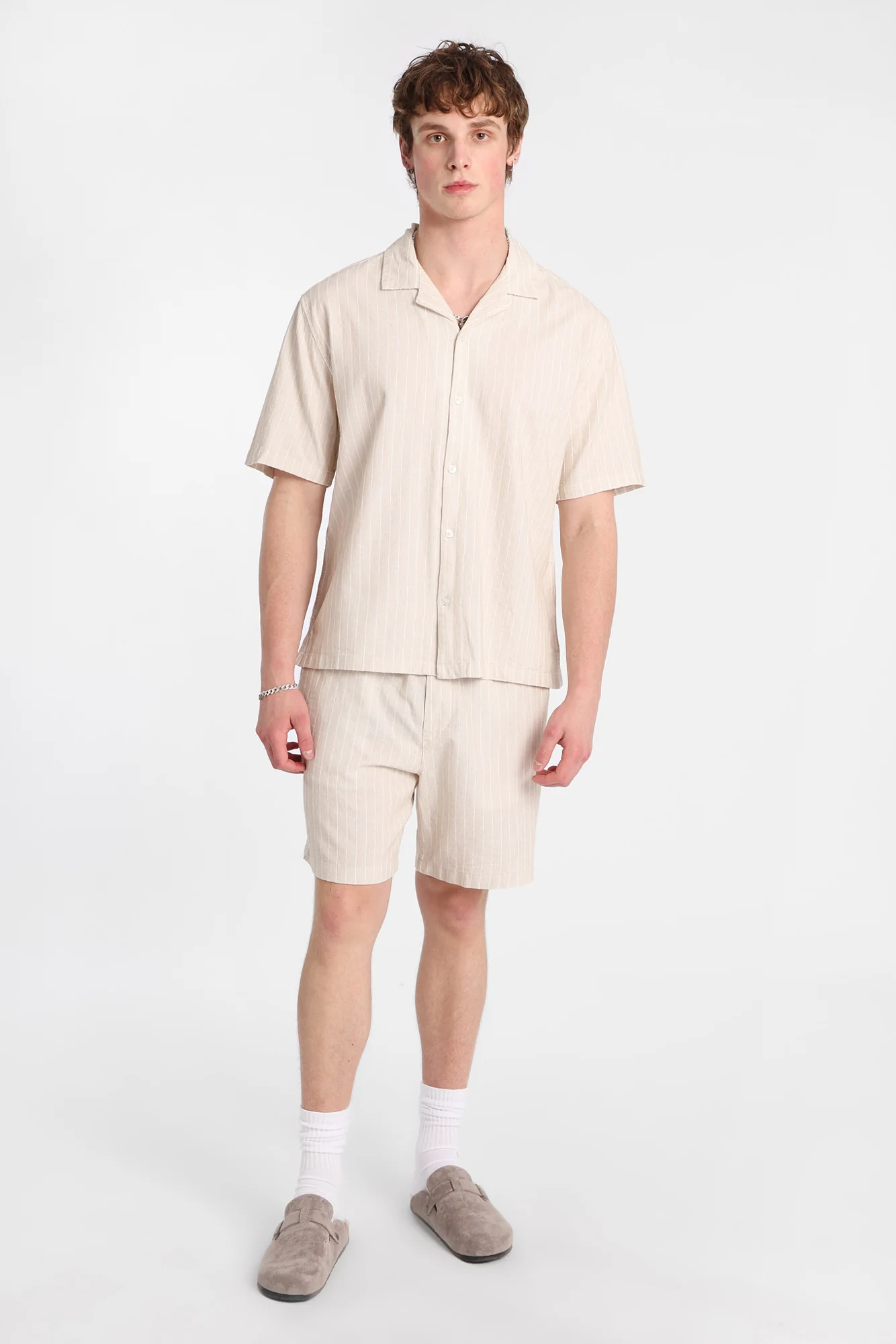 Textured Pinstriped Shorts - Image 5